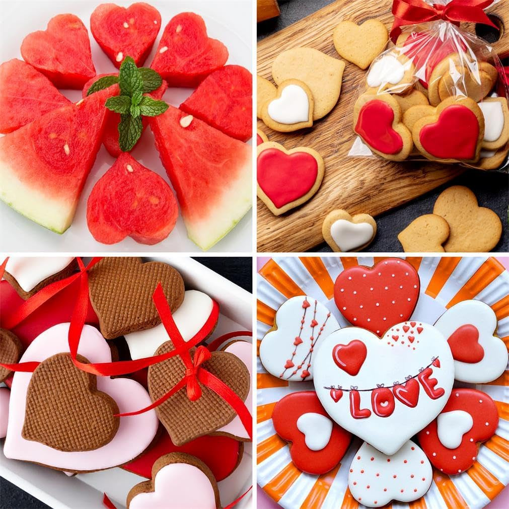 Heart Cookie Cutter Set, 8 Pieces Valentines Day Heart Cookie Cutter, Sandwich Cutter and Sealer for Kids, Heart Shaped Cookie Cutter for Sandwiches, Pastries, Fruit and Cakes
