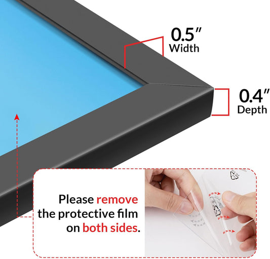 11X14 Picture Frame for Wall Display, 11 X 14 Black Picture Frame with HD Plexiglas, 11 by 14 Poster Frame 1 Pack, Display Frame for Vertical or Horizontal, Classic Collection