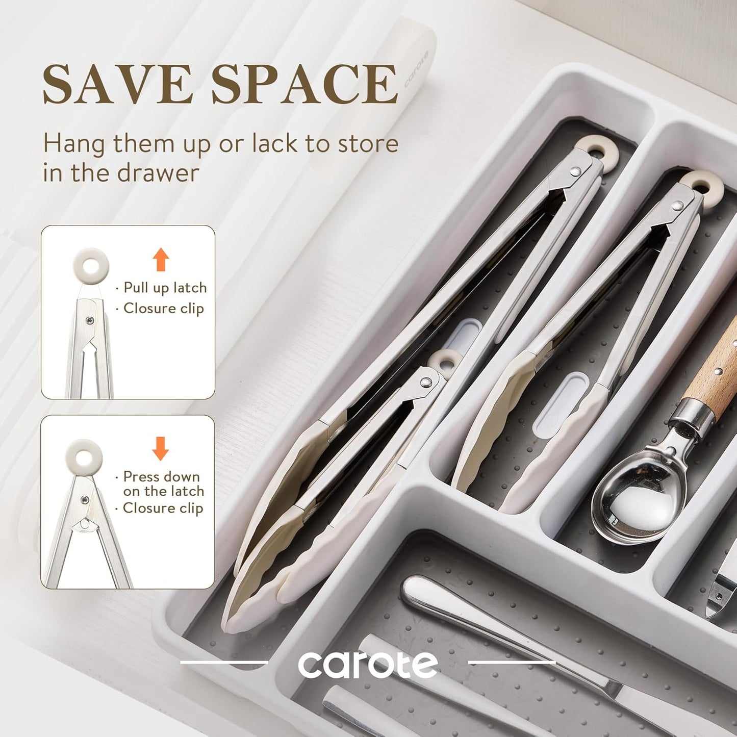 Tongs for Cooking 428ºf Heat Resistant Locking Stainless Steel Kitchen Tongs with Non Scratch Silicone Tips, Perfect for Nonstick Cookware, BBQ Tongs Set of 3 (7"+9"+12")