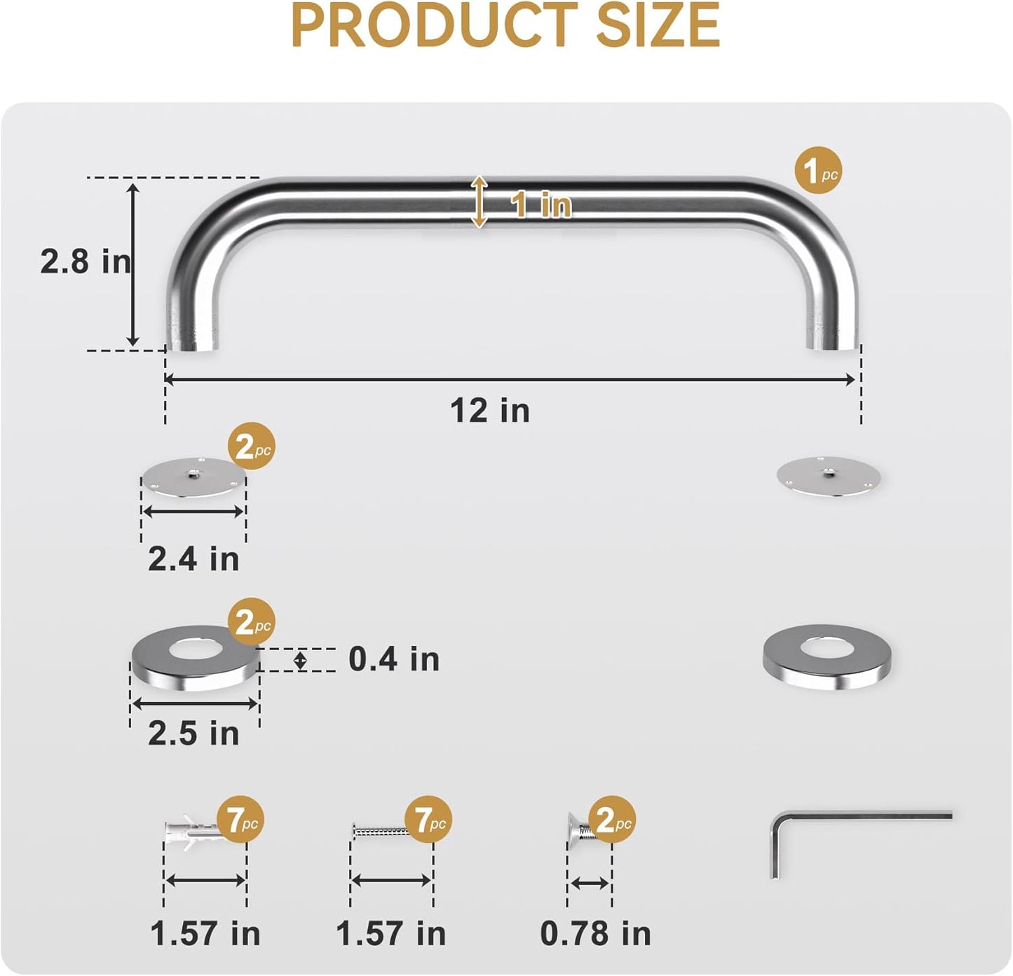 Shower Grab Bars for Bathtubs and Showers, Handicap Grab Bars for Shower anti Slip, Shower Grab Bars for Senior for Wall Stainless Steel, Holds up to 500Lbs, 12" L X 1" D, Brushed Nickel