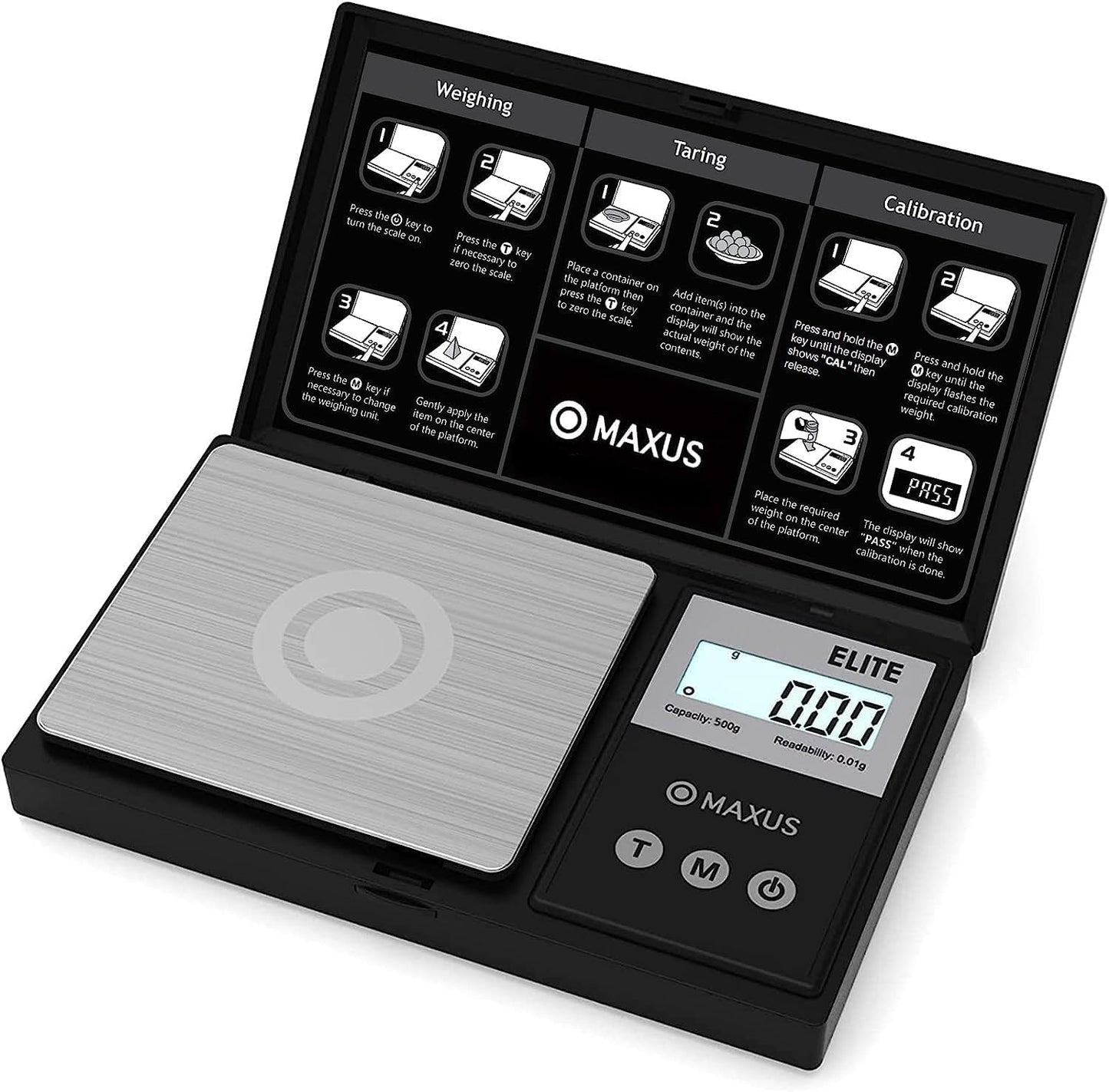 Digital Pocket Gram Scale 500G X 0.01G High Precision with Tray, Weighs Small Food, Jewelry, Ounces, Grains, LCD Display, Tare Function