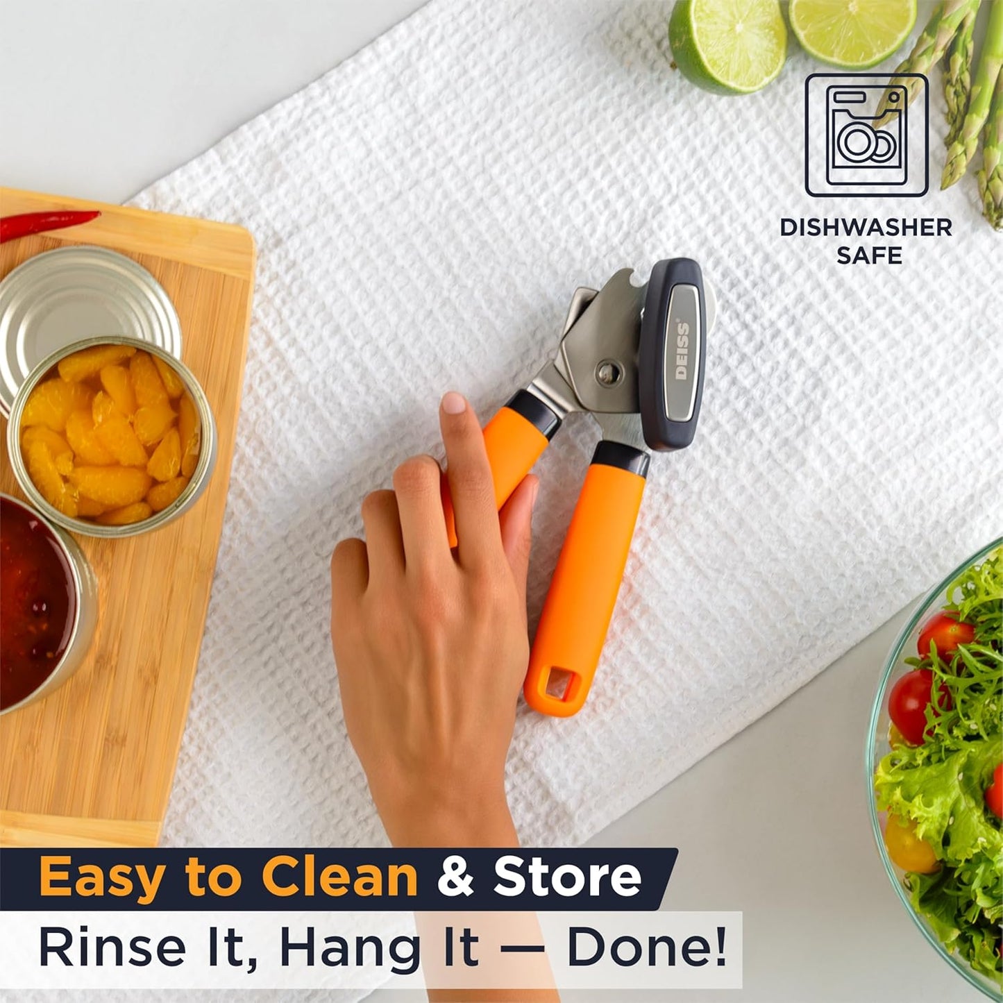 PRO Hand Held Can Opener – Smooth Edge Can Opener Manual & Bottle Opener, Heavy Duty Stainless Steel Can Openers, Effortless Turn Knob, Sharp Blade for Easy Cutting, Non-Slip Ergonomic Handle