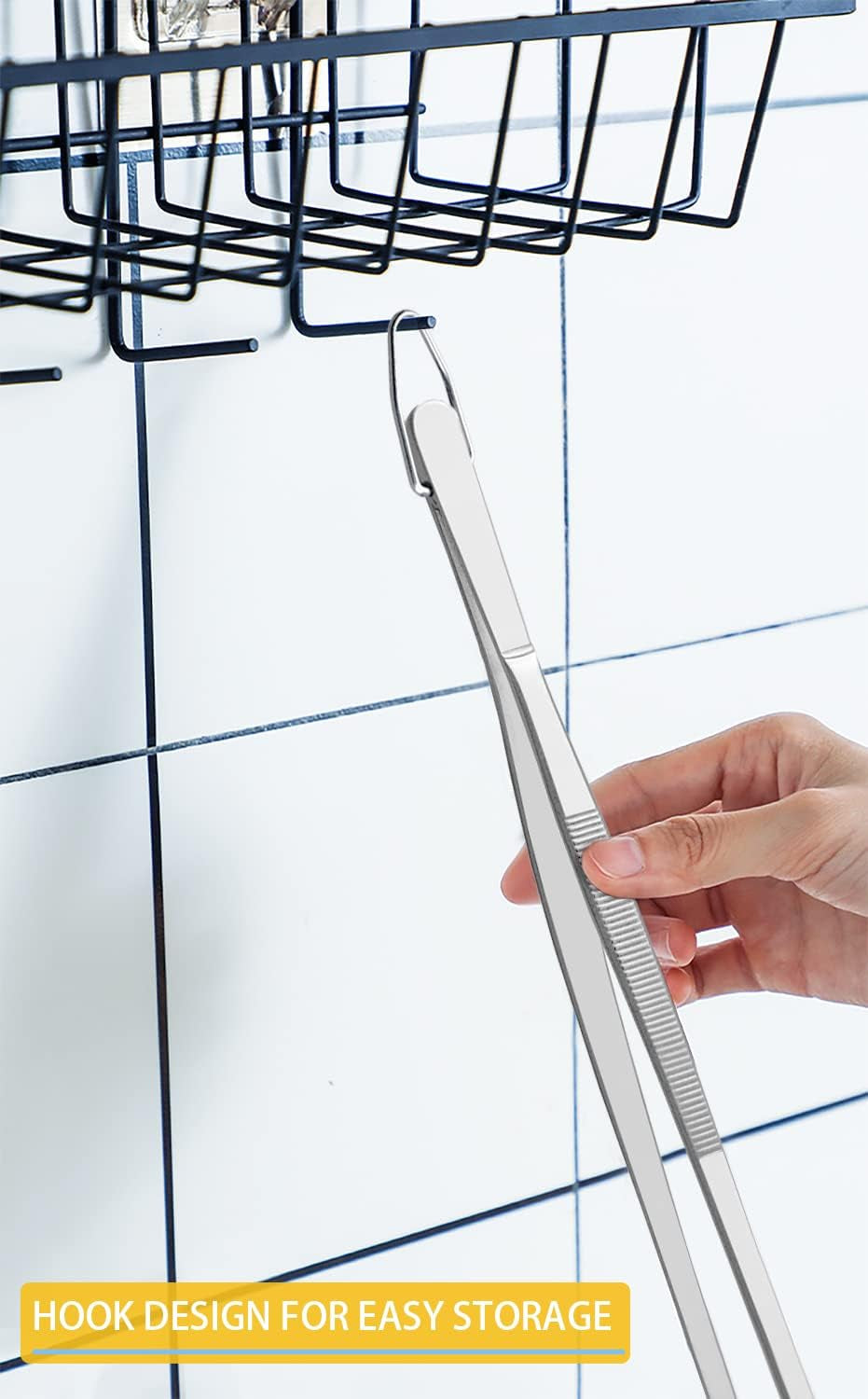 7 Inch Tweezers Tongs Mini Kitchen Food Tweezers Small Cooking Thin Tongs, Set of 3 (7 7 7 Inch, Silver)