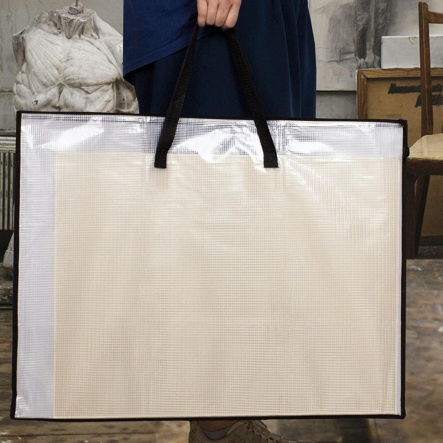 19X25 Art Portfolio Bag, Artist Supply Organizer with Handle, Zippered Storage Folder for Artwork, Poster, Scrapbook, Keepsake and Bulletin Board