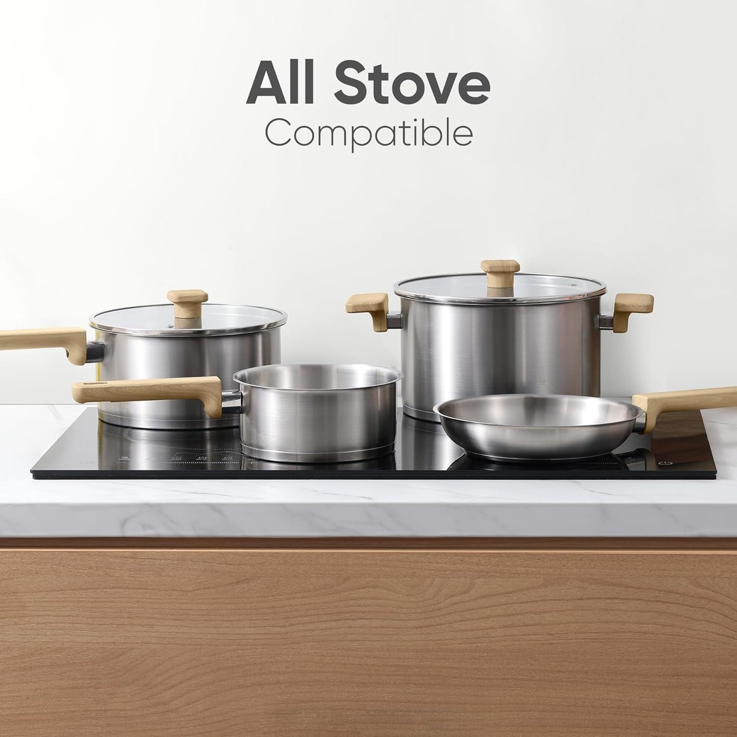 Stainless Steel Stock Pot - 5 Quart Heavy Duty Induction Cooking Pot with Visible Lid for Pasta, Soup, Spaghetti, Bottom Big Stockpot, Deep Cookware for Canning, Boiling, Simmer