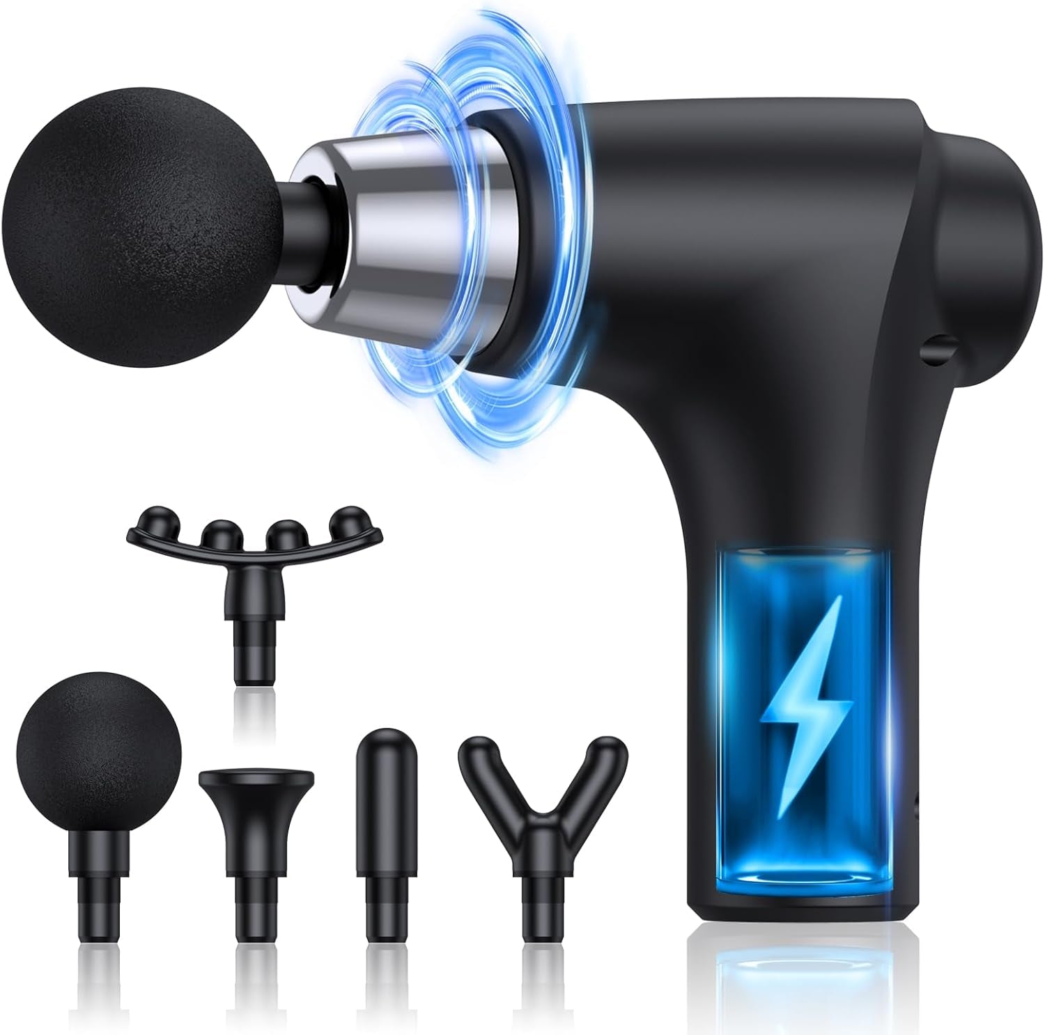 Massage Gun Deep Tissue Massage Gun for Back Pain Relief with 5 Heads 6Speed Black