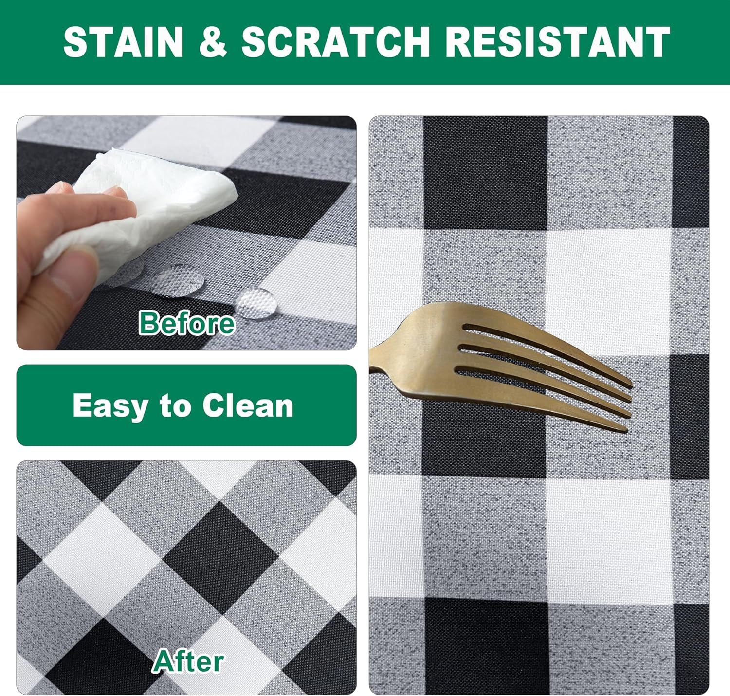 Fabric Square Tablecloths 54X54 Inch, Black/Grey Scottish Plaid Table Cloth Small Card Folding Table Covers Water Resistant for Dining, Kitchen, Wedding and Parties, Etc Machine Washable