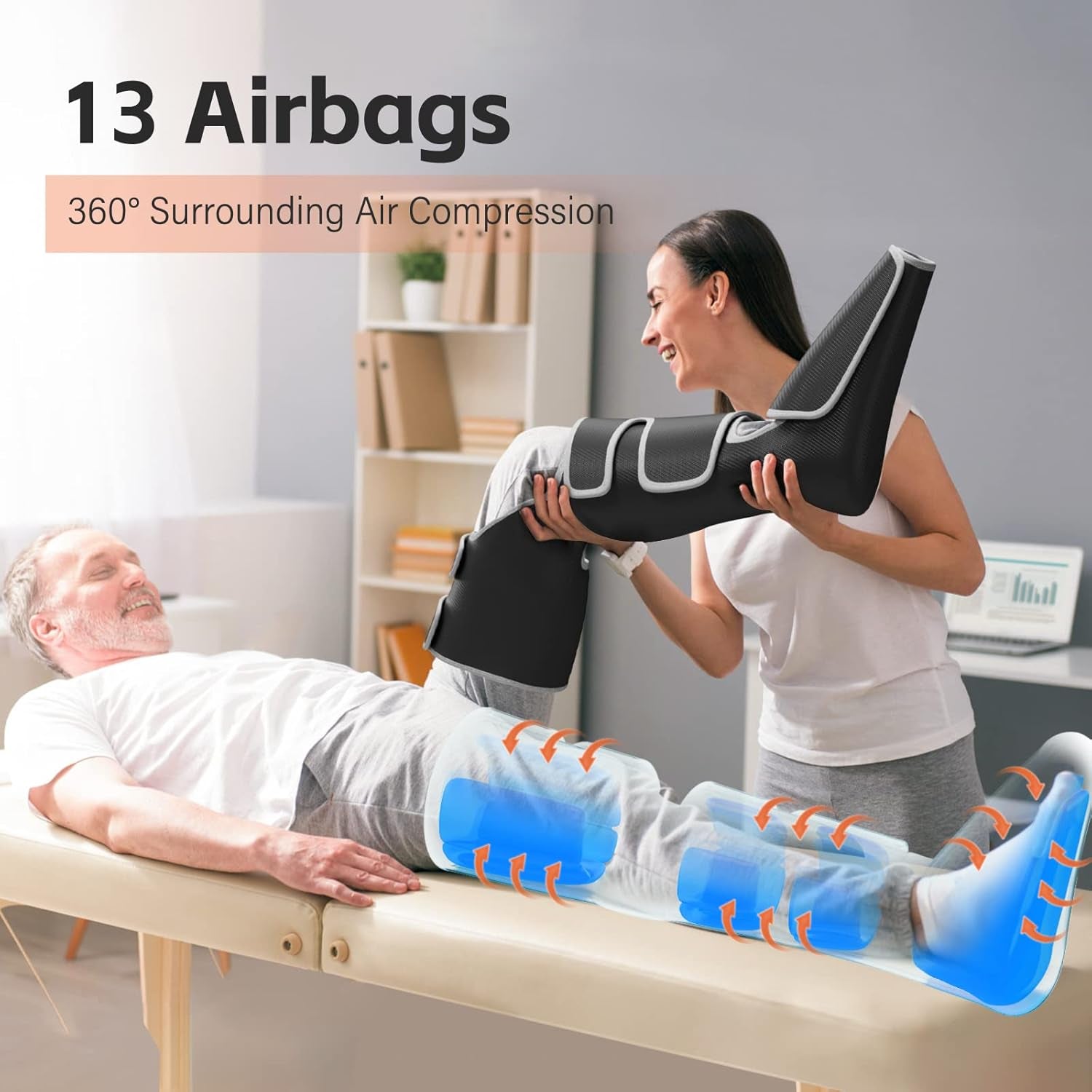 Leg Massager with Heat and Compression for Circulation, 3 Heat 3 Modes 3 Intensities for Pain Relief and Swelling, FSA HSA Eligible