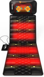 Massage Mat, Detachable Neck Massager, Full Body Vibration Heating, Massage Pad with 10 Vibrating Motors and 9 Speed Settings for Home Office Use, Gift for Men Women Parents Christmas,Black