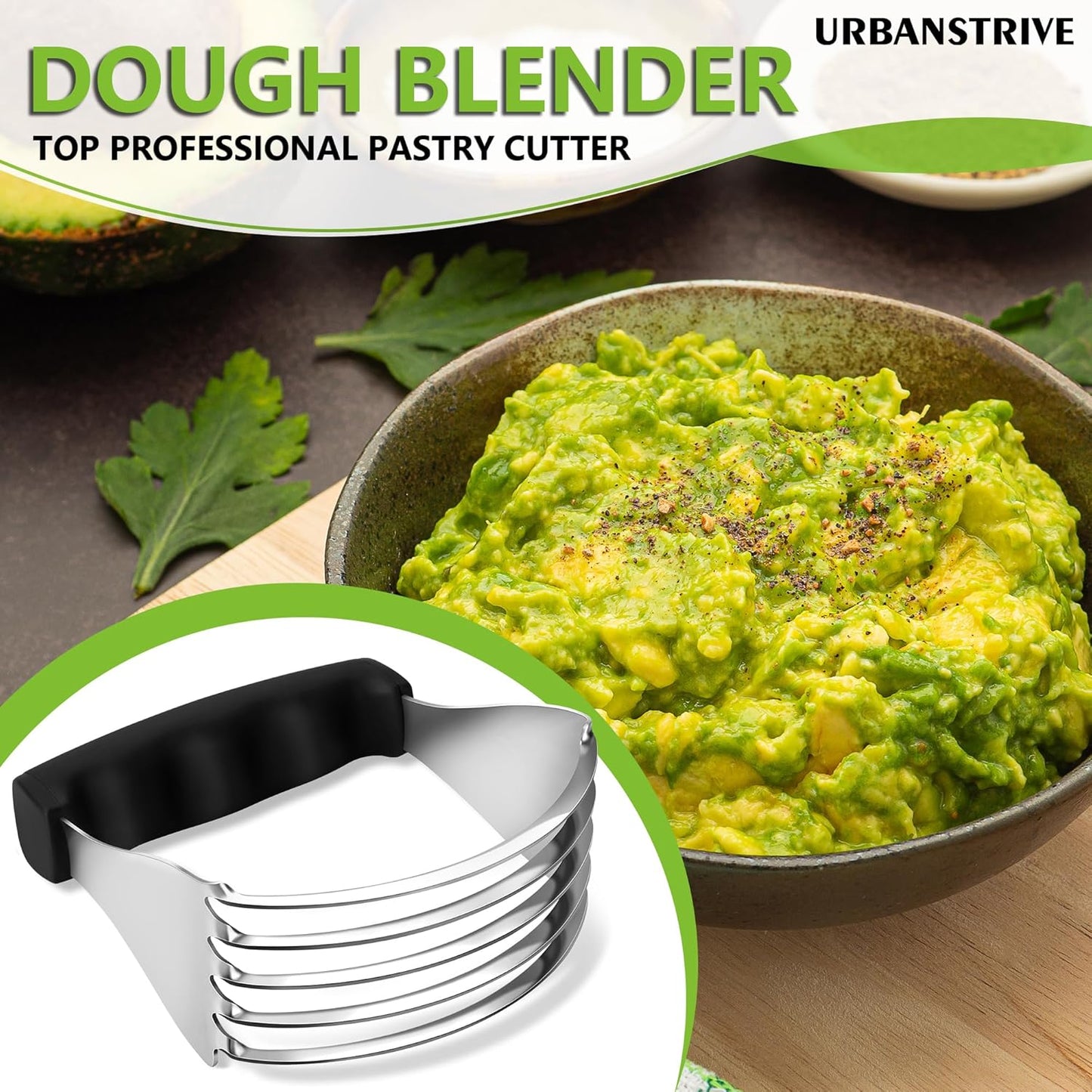 Large Pastry Cutter Tool, Top Professional Pastry Blender Stainless Steel, Heavy Duty Dough Blender, Dishwasher Safe Baking Supplies Baking Tools, Black