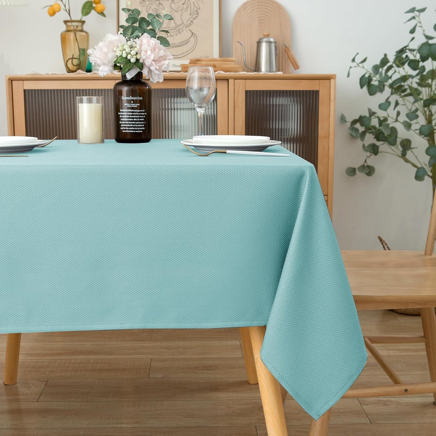 Square Tablecloth 54X54 Inch-Auqa Blue Card Fabric Table Cover-Small Folding Table Cloths Linen Water Resistant for Kitchen Dining Picnic Patio Outdoor Party Restaurant Tables
