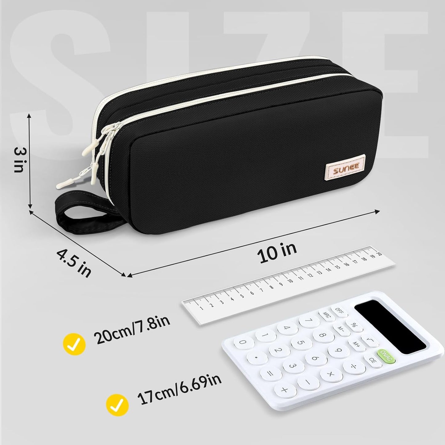 Pencil Case, Large Capacity Pencil Pouch, Aesthetic Pen Bag Office Stationery Organizer Simple Sturdy Multifunctional for Teen Girls Women Men, Black