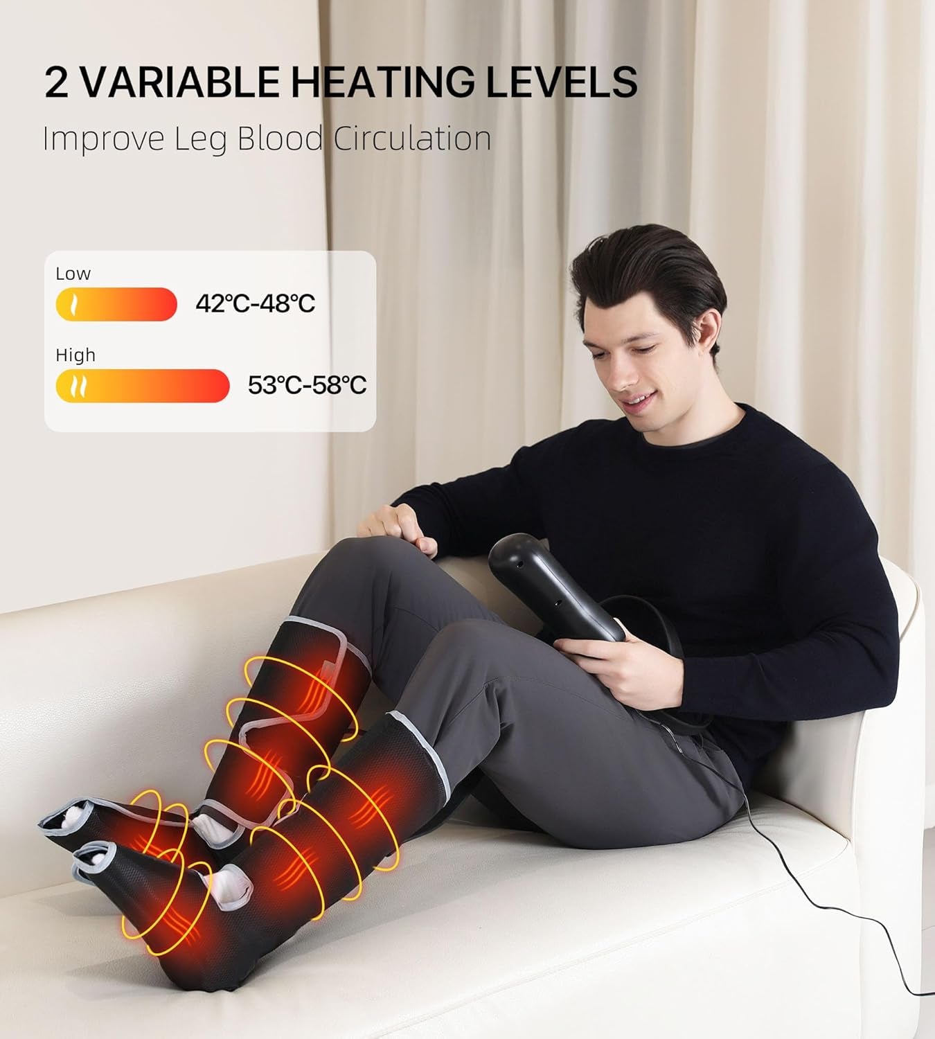 Leg Massager for Circulation and Pain Relief FSA, Gifts for Dad Mom Mothers Day Fathers Day, Leg Massager with Heat and Compression Helpful for Vericose Veins, Fatigue, Cramps, Swelling, Edema