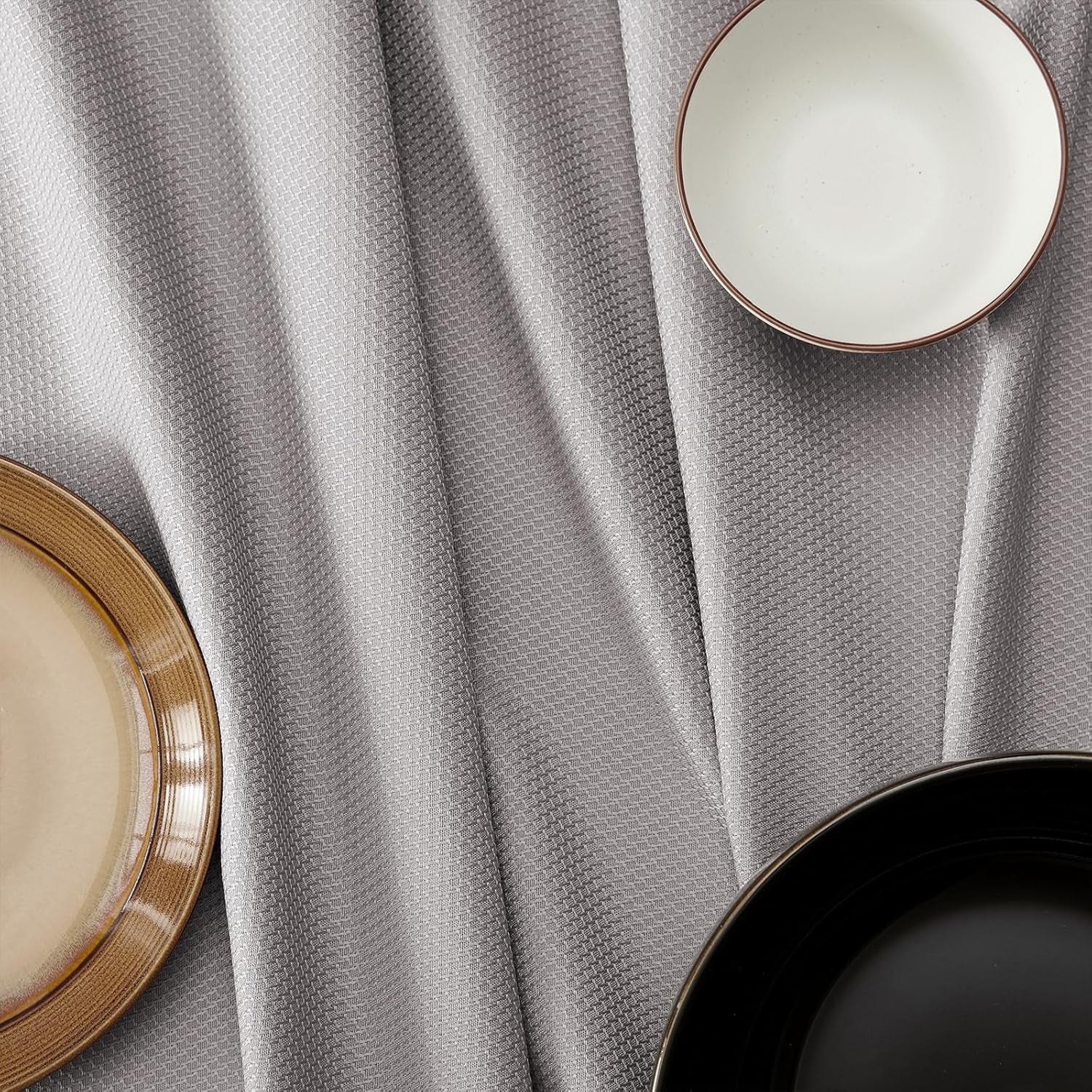 Textured Tablecloth Rectangle Waterproof Table Cloth, Washable Table Cover Wrinkle Free Fabric Tabletop Decoration for Kitchen, Dining, Wedding, Parties, 60 X 84 Inch, Light Grey