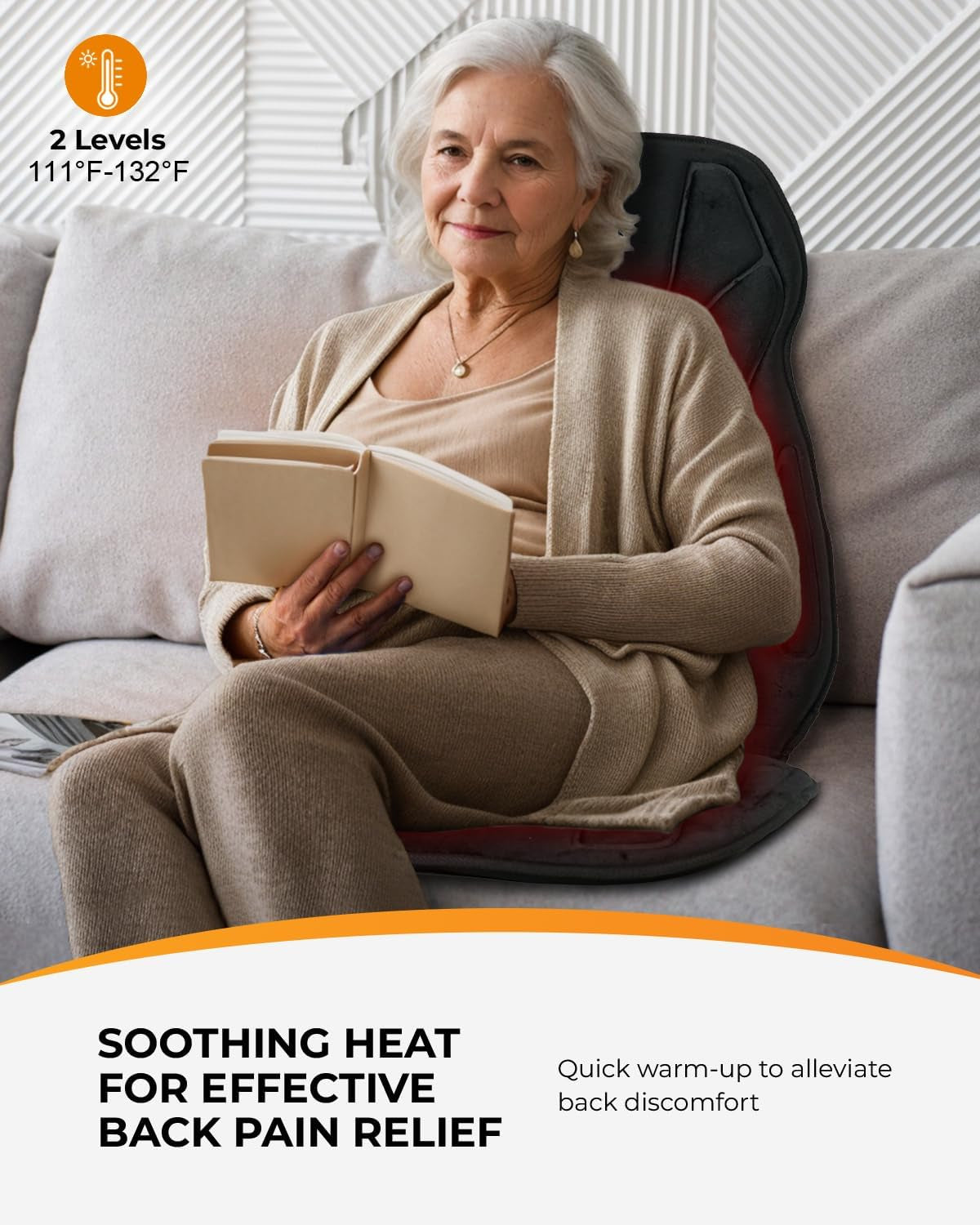 Vibration Back Massager with Heat, 2025 Christmas Birthday Gifts for Mom Dad Him Men Husband, Massage Chair Pad with 8 Vibrating Motors & 2 Levels Heat, Heated Seat Cushion for Home Office Use