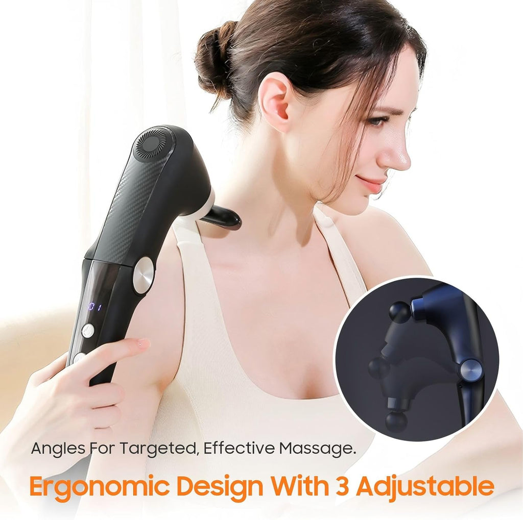 Massage Gun with 10 Replacement Heads, Massage Gun with Heat, Back Massager for Pain Relief Deep Tissue, Massager for Shoulder & Back Muscle Recovery,