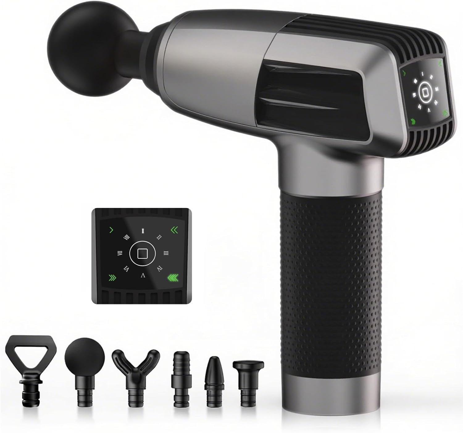 Massage Gun Deep Tissue,Birthday Gifts for Men Women,Gifts for Boyfriend Girlfriend - Neck Back Massager for Pain Relief Deep Tissue with 6 Heads & 8 Speeds(Grey)