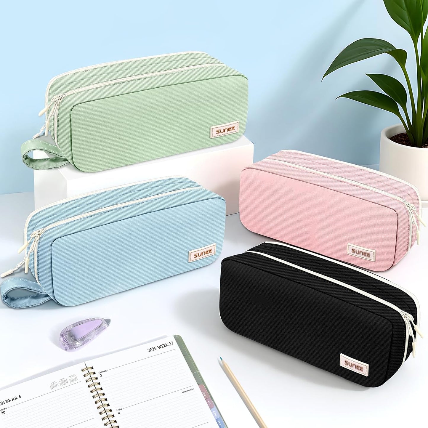 Pencil Case, Large Capacity Pencil Pouch, Aesthetic Pen Bag Office Stationery Organizer Simple Sturdy Multifunctional for Teen Girls Women Men, Blue