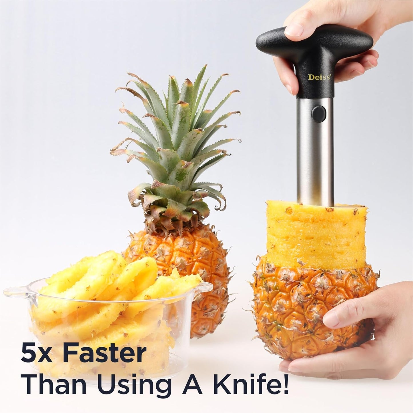 PRO Pineapple Corer — 2 in 1 Stainless Steel Pineapple Cutter Tool & Corer Tool Kitchen - Pineapple Corer and Slicer Tool - Fruit Cutter Tool, Pineapple Slicer and Corer - Dishwasher Safe