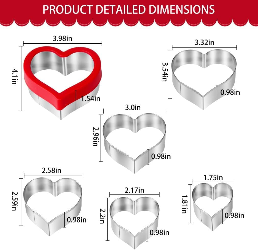 Heart Cookie Cutter Set, 12 Pieces Metal Cookie Cutters Shape for Valentine’S Day, Heart Shaped Cookie Cutter Set for Fondant, Pastries, Fruit and Cakes