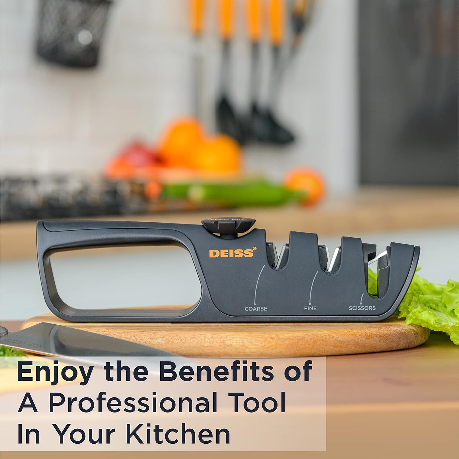 PRO Knife Sharpener with Adjustable Angle Knob - Handheld Manual Knife Sharpeners for Kitchen Knives, Scissors Sharpener, Pocket Knife Sharpener - Repair, Restore, Polish Blades, Non-Slip Grip