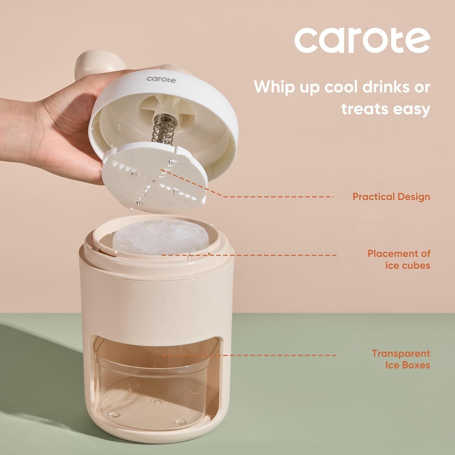 Shaved Ice Machine, Manual Ice Shaver Machine Snow Cone Machine with Ice Mold Box for Kitchen and Picnic, Slushie Machine, Bpa-Free