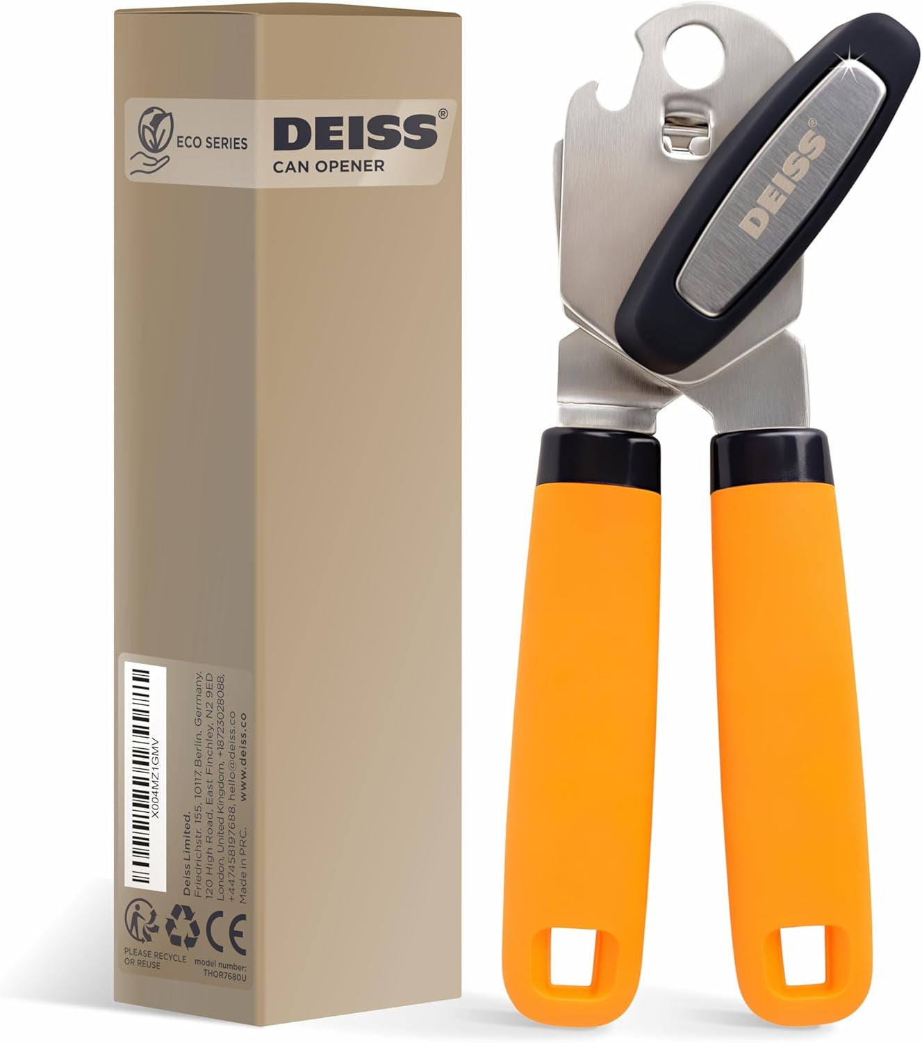 PRO Hand Held Can Opener – Smooth Edge Can Opener Manual & Bottle Opener, Heavy Duty Stainless Steel Can Openers, Effortless Turn Knob, Sharp Blade for Easy Cutting, Non-Slip Ergonomic Handle