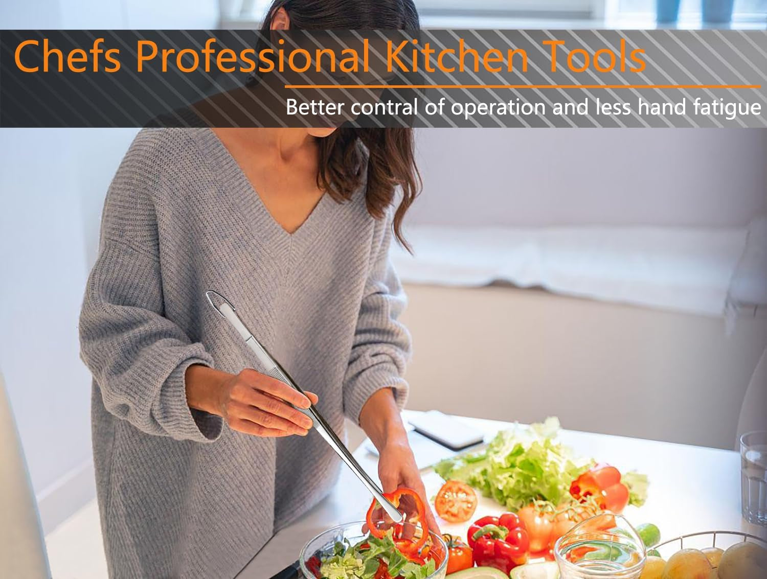 3 Pcs Kitchen Tweezers Tongs, Stainless Steel Cooking Tweezers, 8+10+12 Inch Ideal for Meat, Pasta, Plating and Pinching Delicate Small Pieces of Food (Silver)