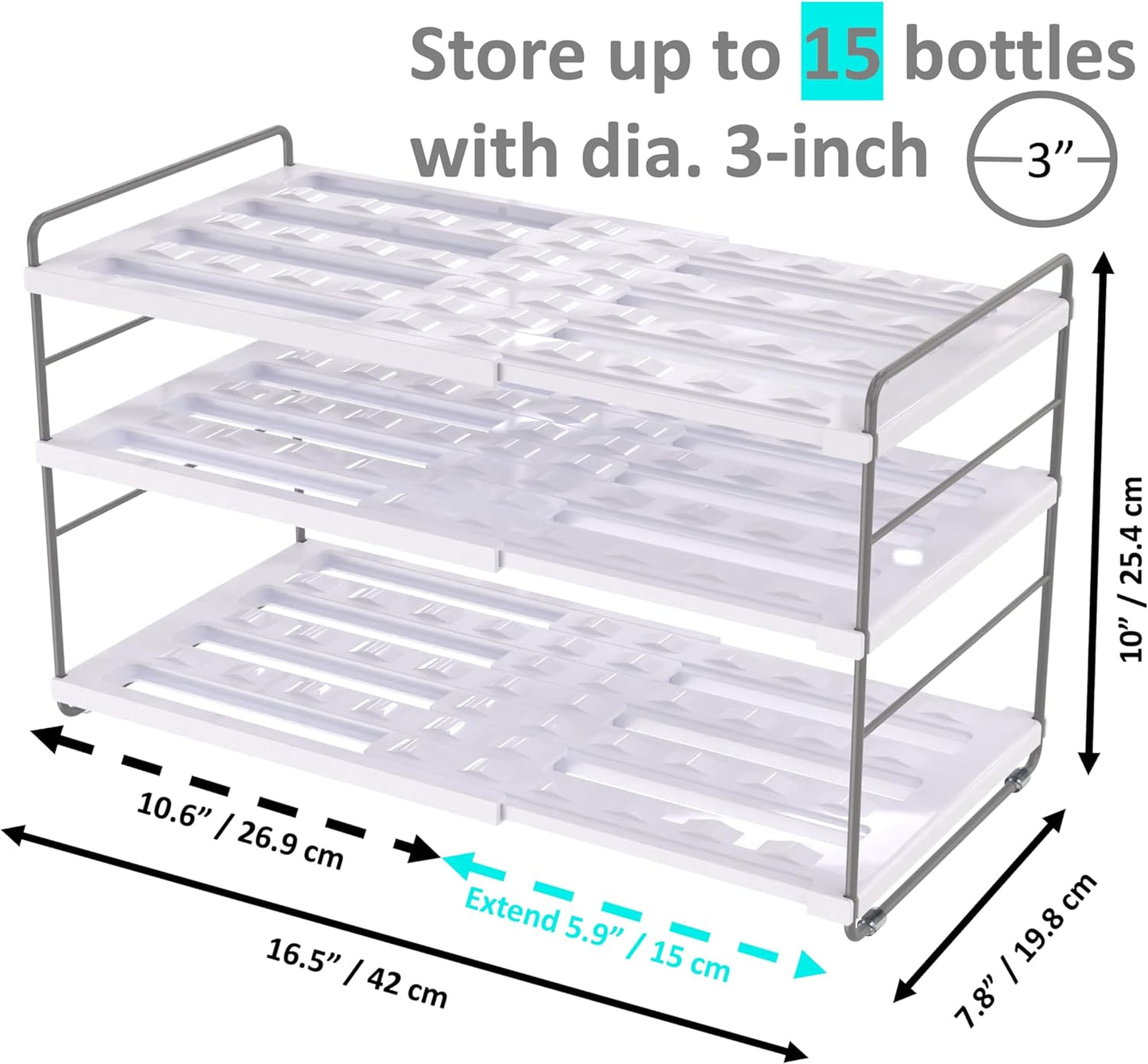 Expandable Water Bottle Organizer for Cabinet, Tumbler Organizer, Water Bottle Holder for Kitchen Organization, Pantry Organizers Cup Rack for Kitchen Storage