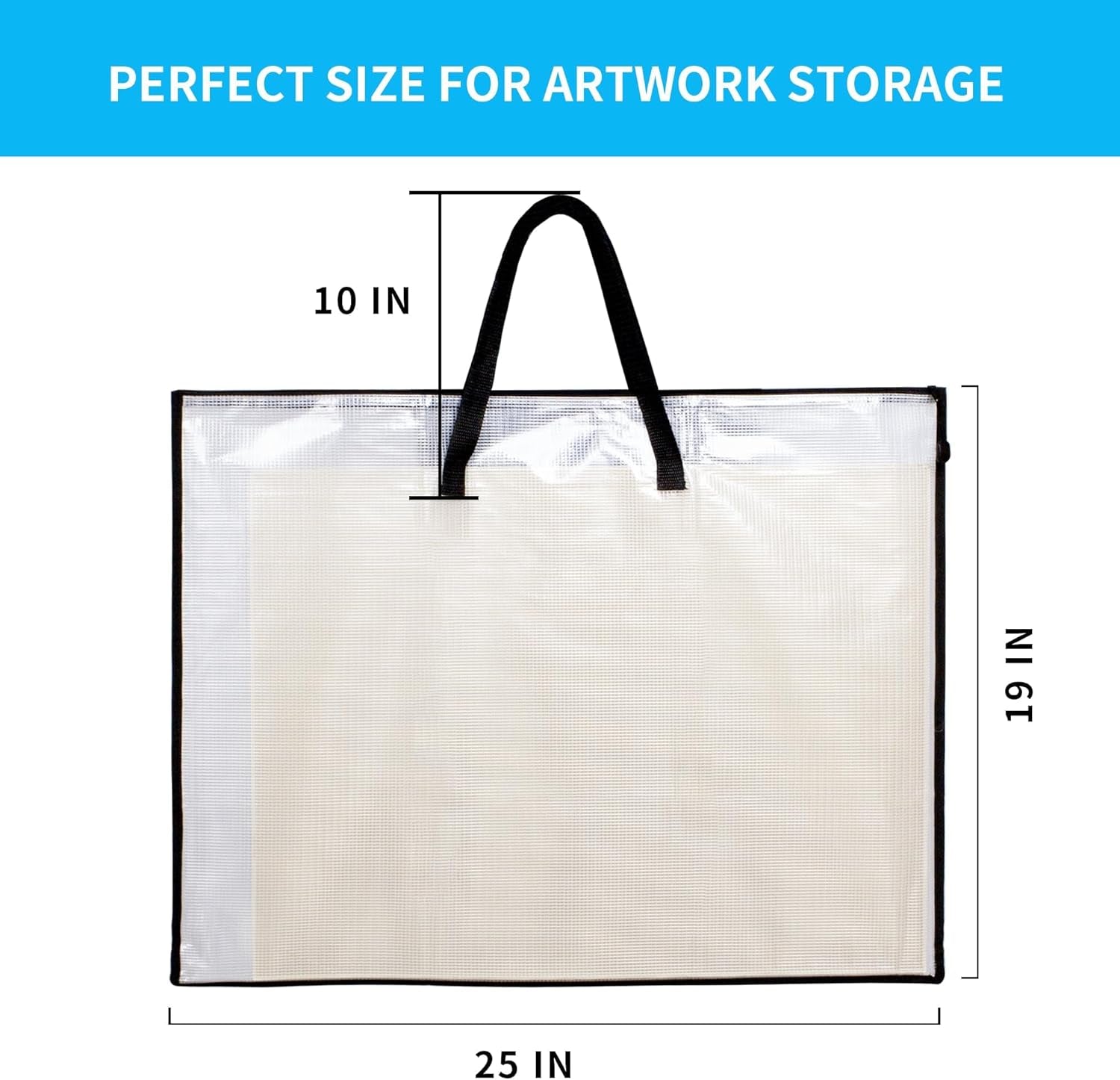 19X25 Art Portfolio Bag, Artist Supply Organizer with Handle, Zippered Storage Folder for Artwork, Poster, Scrapbook, Keepsake and Bulletin Board