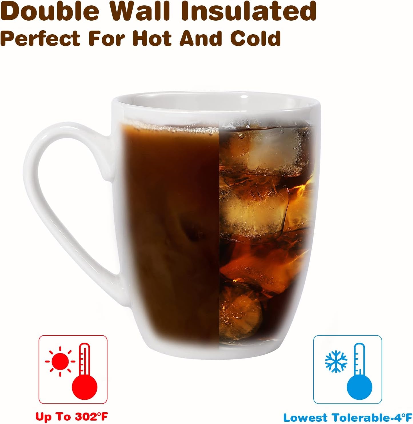 14 Oz Large Coffee Mug with Handle Tea Cup Novelty Coffee Cup Idea Gift for Men Women Office Work, White (White)