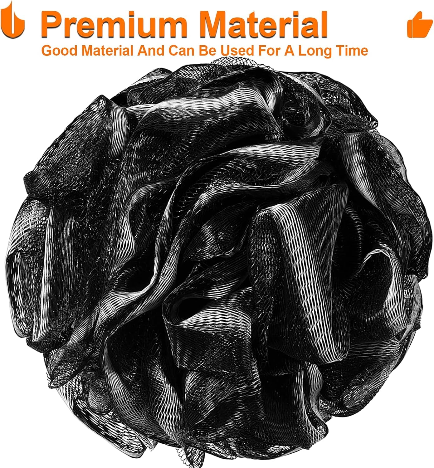 Shower Bath Sponge XL 75G Soft Shower Loofahs Balls for Body Wash Men Women Bathroom Accessories, 1 Pack, Black