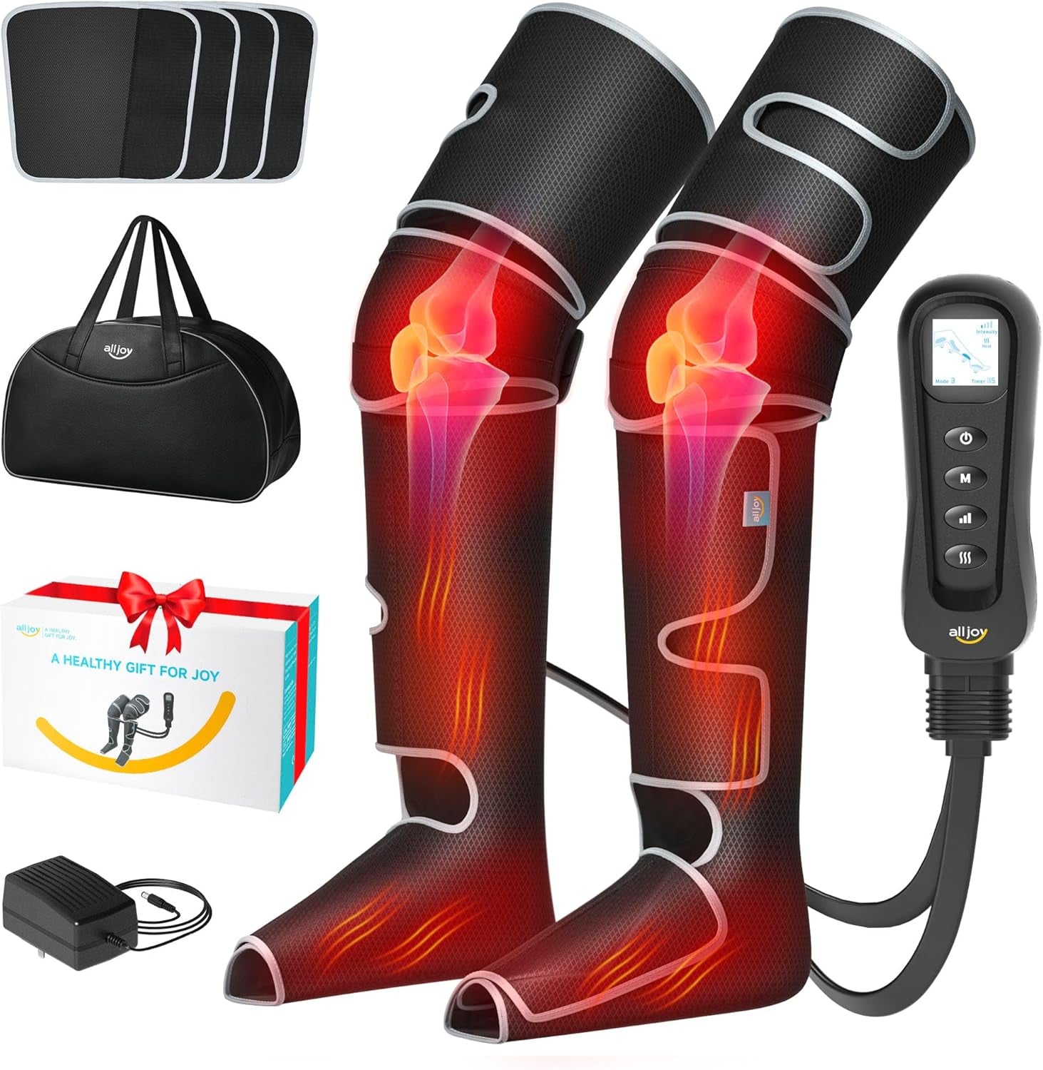 Leg Massager for Circulation and Pain Relief FSA, Gifts for Men Women Dad Mom, Leg Massager with Heat and Compression, 2 Heat 5 Modes 4 Intensities 4 Extenders