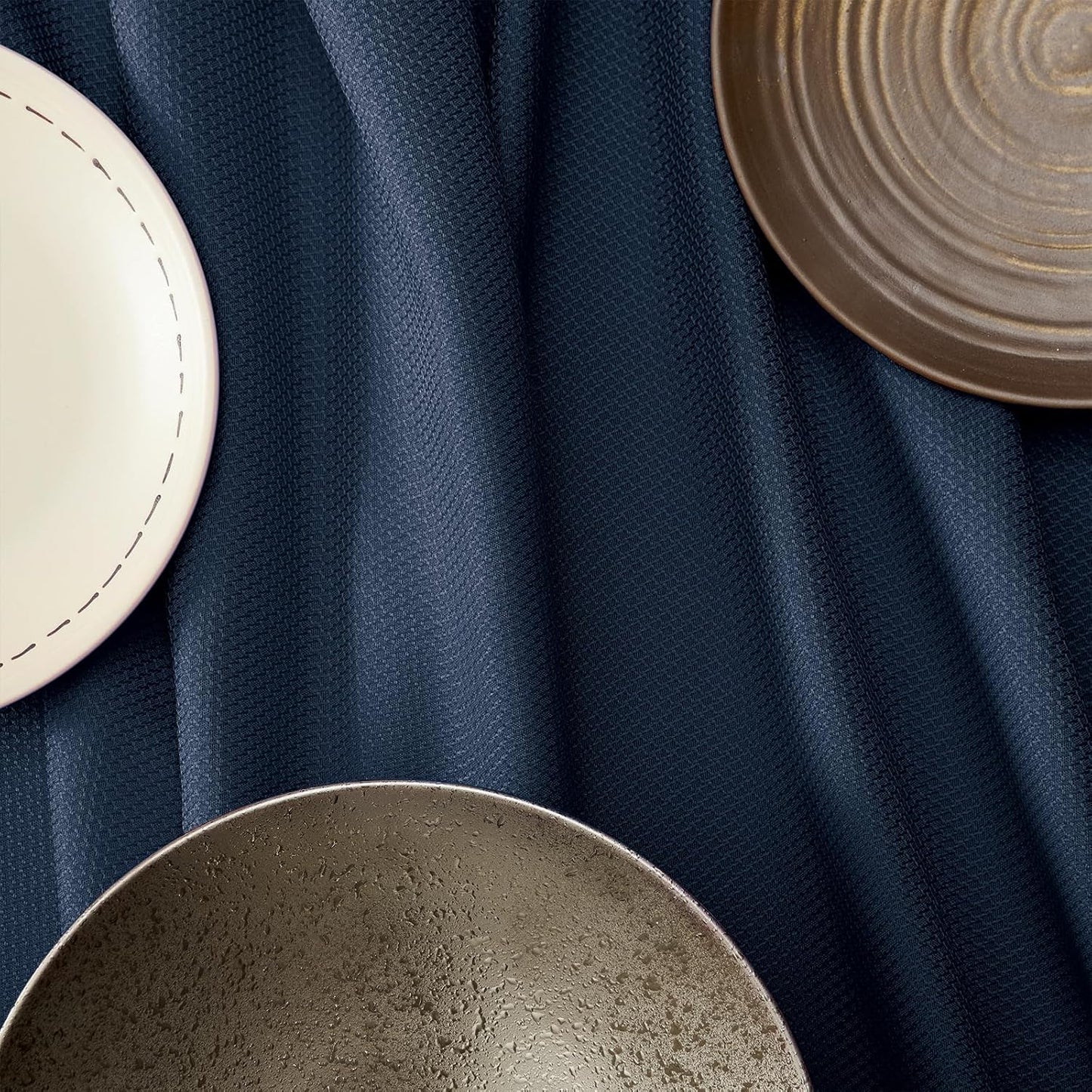 Textured Tablecloth Rectangle Waterproof Table Cloth, Washable Table Cover Wrinkle Free Fabric Tabletop Decoration for Kitchen, Dining, Wedding, Parties, 60 X 84 Inch, Navy Blue