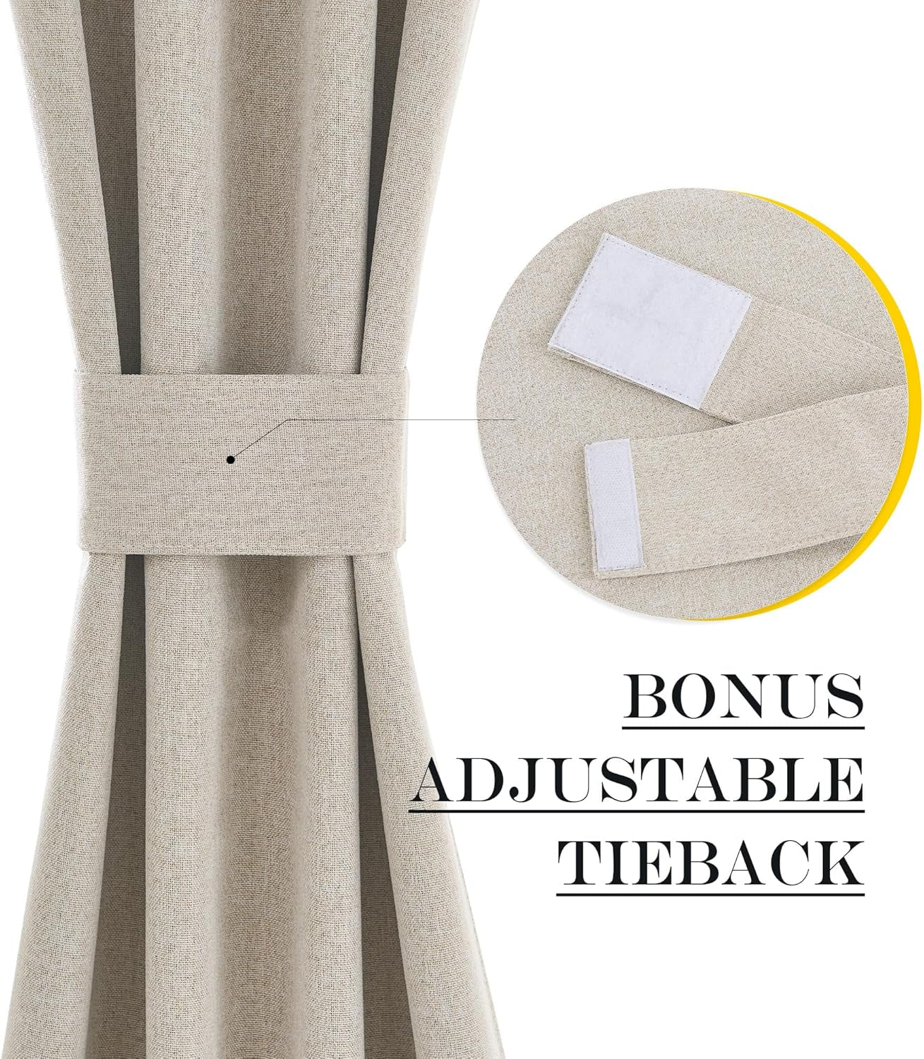 100% Blackout Curtain for Door Window - Privacy Room Darkening Shade, Thermal Insulated French Door Curtain with Tie Back, Elegant Home Decoration, 1 Panel, 25 X 72 Inch, Linen