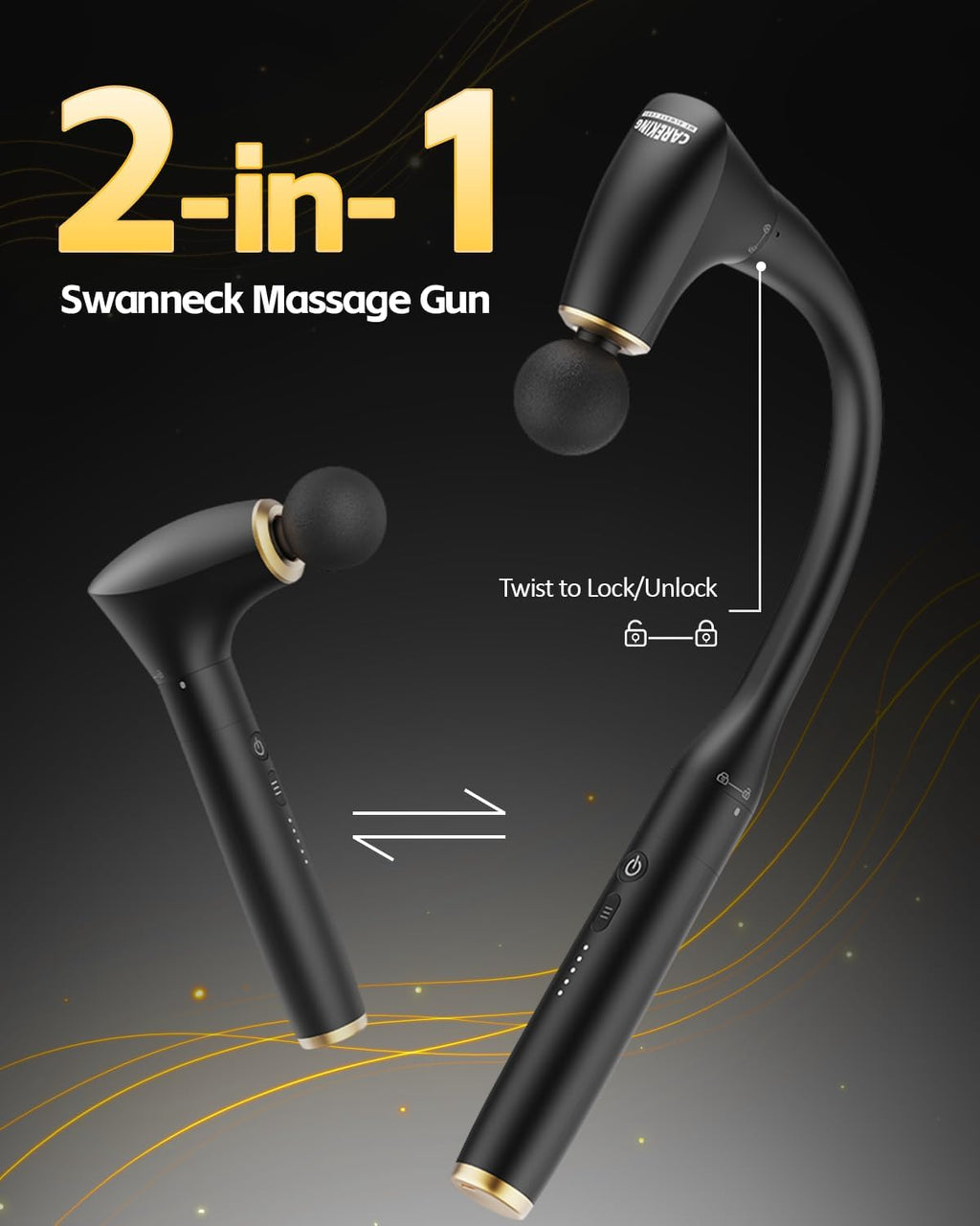 2-In-1 Detachable Percussion Massage Gun with Extension Handle, Back Massager for Pain Relief Deep Tissue Muscle Massager for Arm Shoulder Lower Back Thigh Waist, Gifts for Women, FSA-HSA Eligible