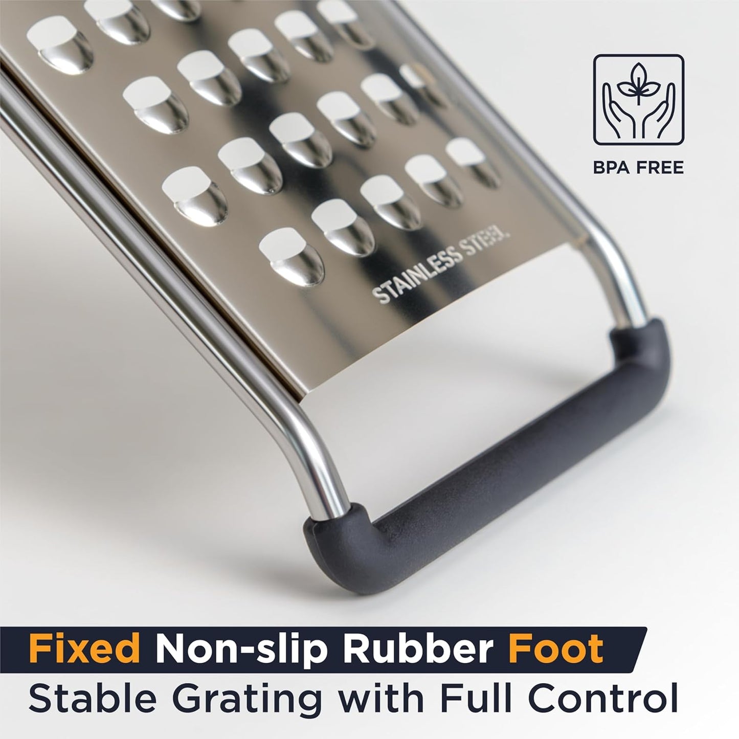 PRO Coarse Grater & Hand Held Cheese Grater - Sharp Stainless Steel Blades, Non-Slip Handle, Small Cheese Grater for Kitchen, Shredder, Dishwasher Safe