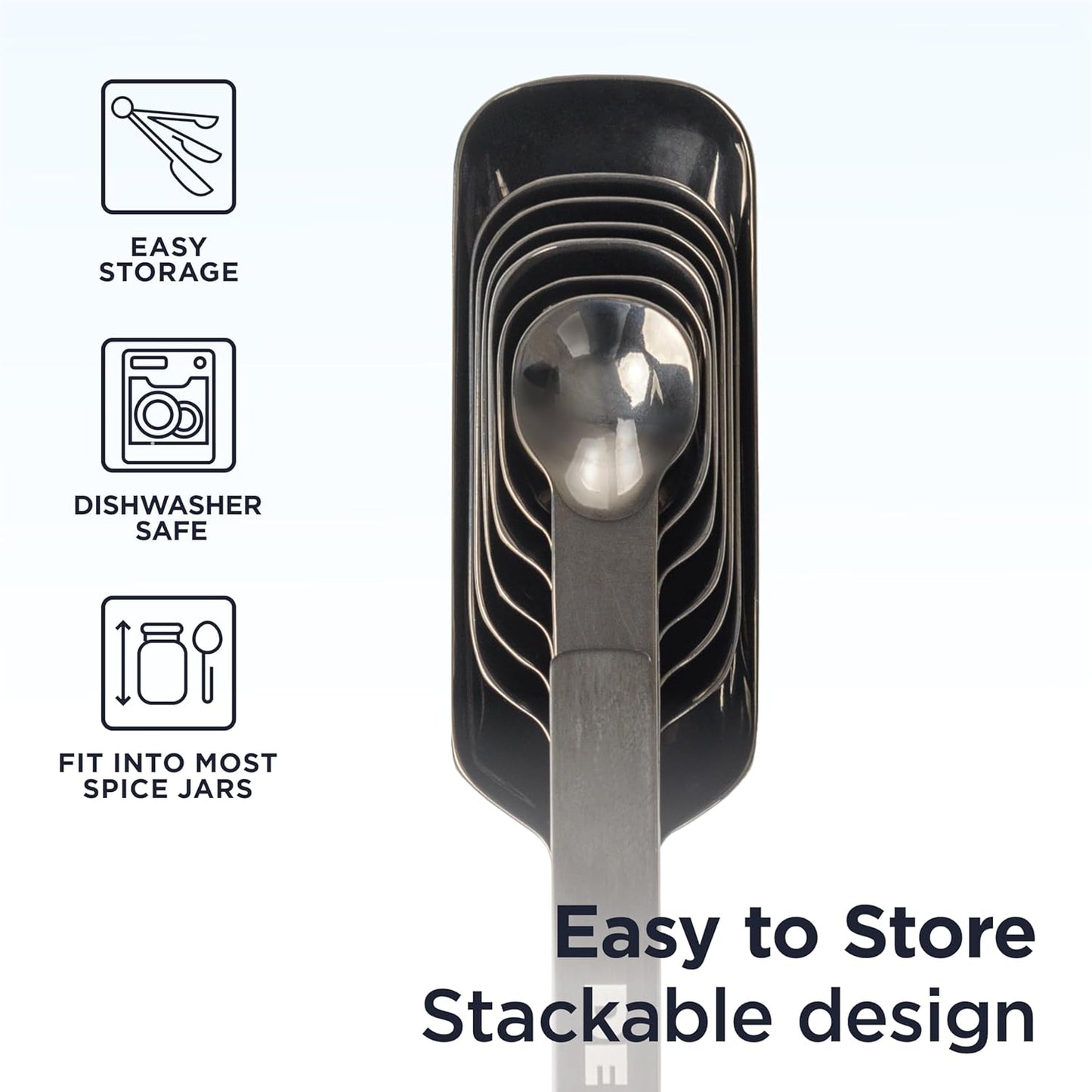 PRO Heavy Duty Stainless Steel Measuring Spoons for Cooking Spices Dry or Liquid Ingredients Fits in Spice Jar Adjustable Measuring Spoon Set of 7 Measuring with Leveler Measuring Spoons Set