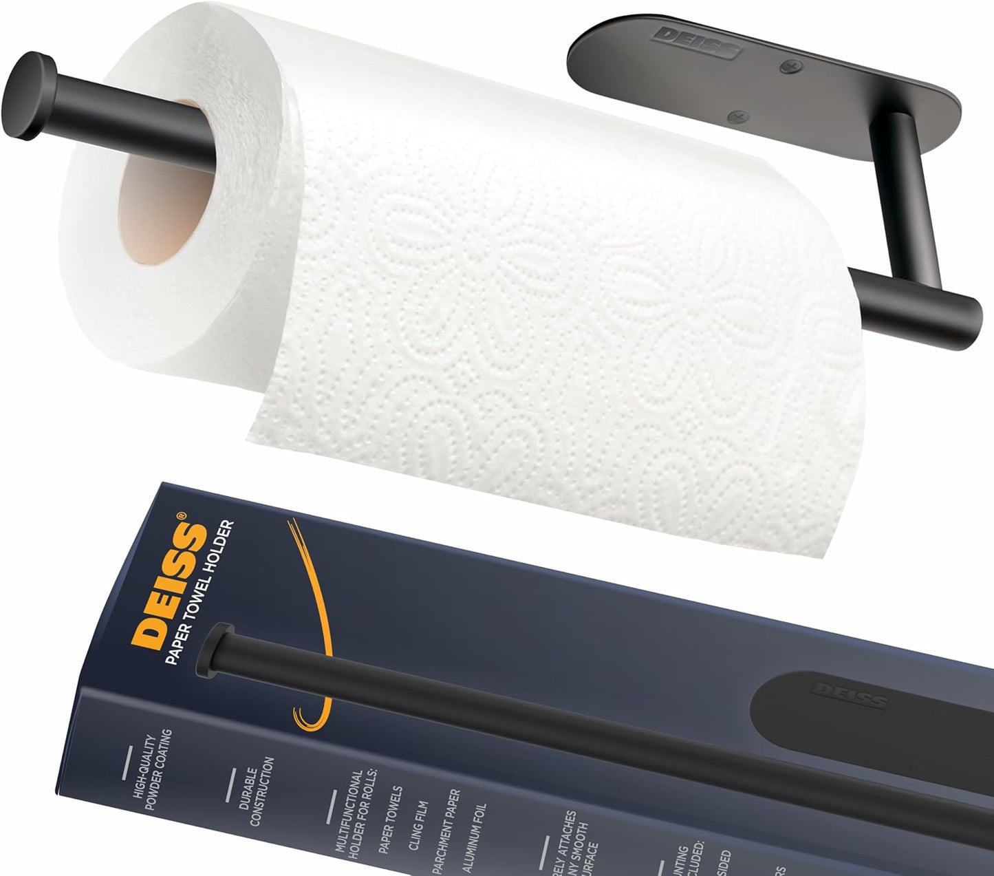 Pro Paper Towel Holder – under Cabinet, Wall Mount, or Countertop – Rust-Resistant Stainless Steel, One-Handed Tear Design, Space-Saving Paper Towel Dispenser, Towel Holder for Kitchen