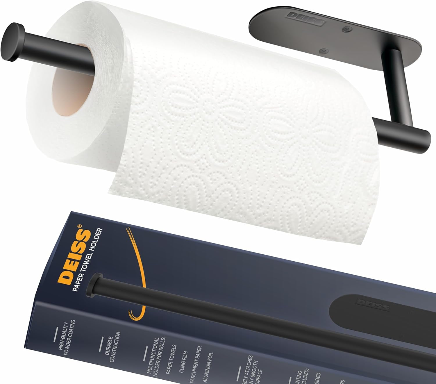 Pro Paper Towel Holder – under Cabinet, Wall Mount, or Countertop – Rust-Resistant Stainless Steel, One-Handed Tear Design, Space-Saving Paper Towel Dispenser, Towel Holder for Kitchen