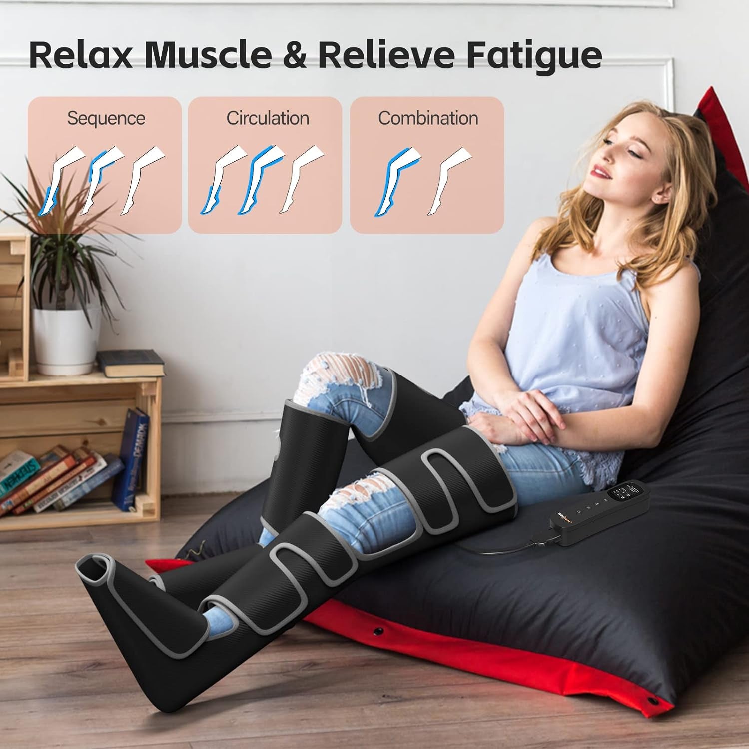 Leg Massager with Heat and Compression for Circulation, 3 Heat 3 Modes 3 Intensities for Pain Relief and Swelling, FSA HSA Eligible