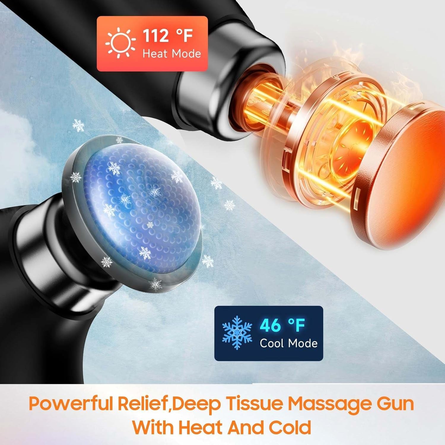 Massage Gun with 10 Replacement Heads, Massage Gun with Heat, Back Massager for Pain Relief Deep Tissue, Massager for Shoulder & Back Muscle Recovery,