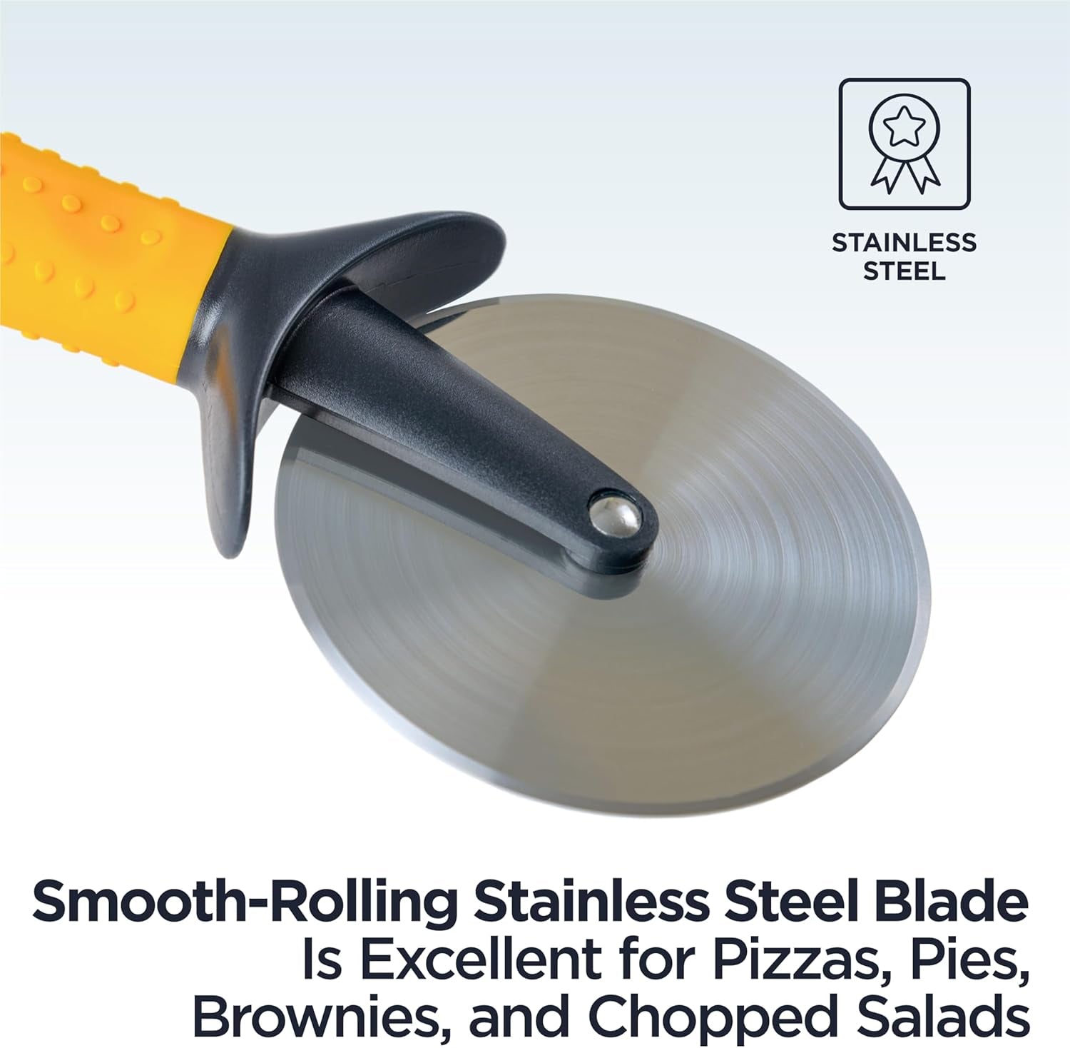 Pro Heavy Duty Pizza Cutter with Wheel Slicer- Stainless Steel Sharp Smooth Pizza Cutter Wheel with Easy Grip Non-Slip Handle, Dishwasher Safe (ORANGE)