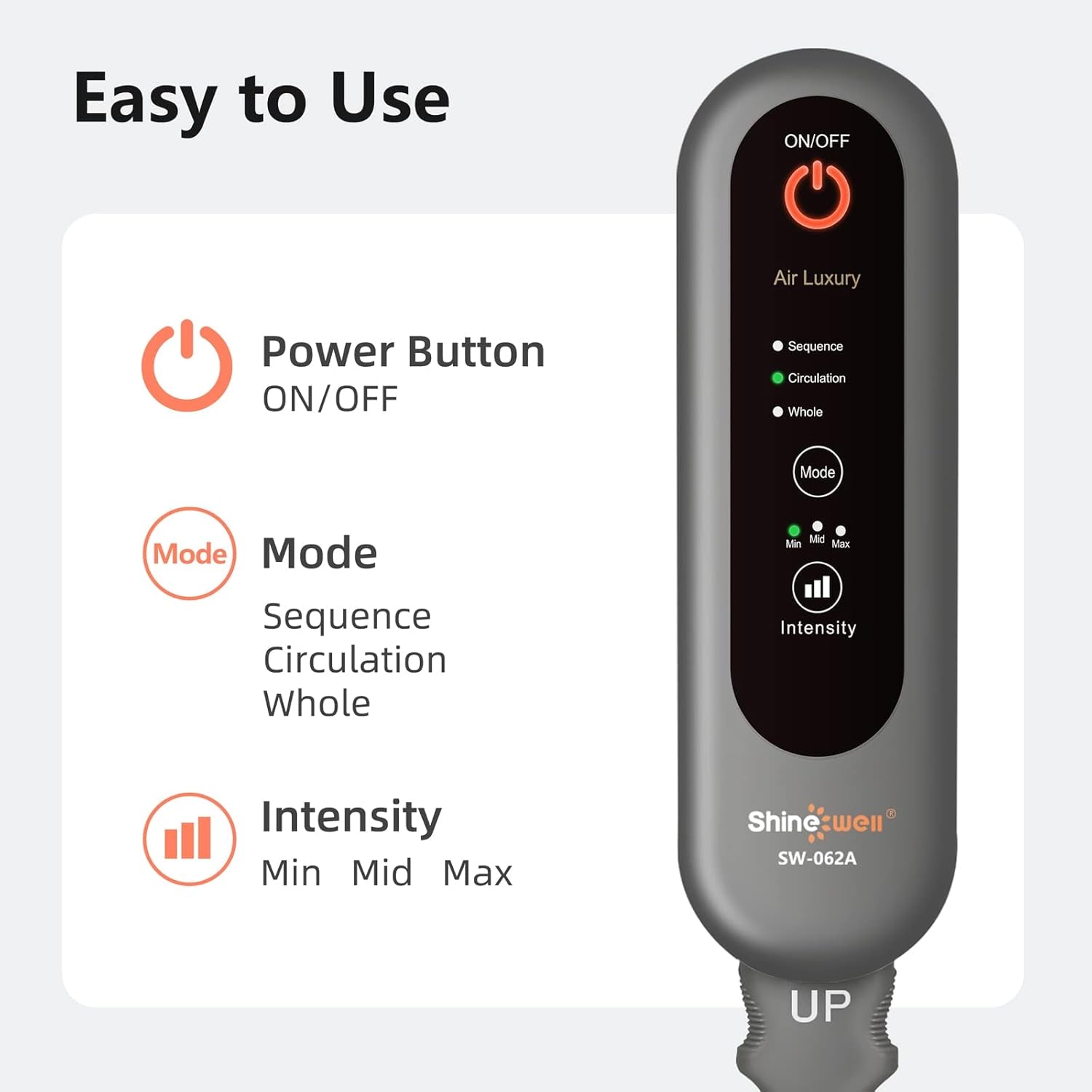 Leg Compression Massager, Air Compression Massager for Circulation and Pain Relief, 3 Modes 3 Intensities 2 Extenders and Adjustable Wraps, Gift for Family or Friend