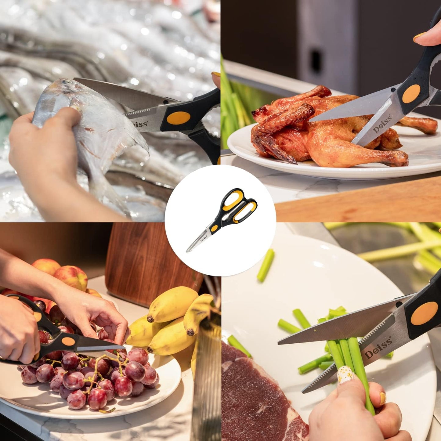 PRO Kitchen Shears, Kitchen Scissors Heavy Duty, Dishwasher Safe All Purpose, Stainless Steel Food Scissors for Kitchen – Sharp Shears for Chicken, Poultry, Fish, Meat, Salads, Herbs