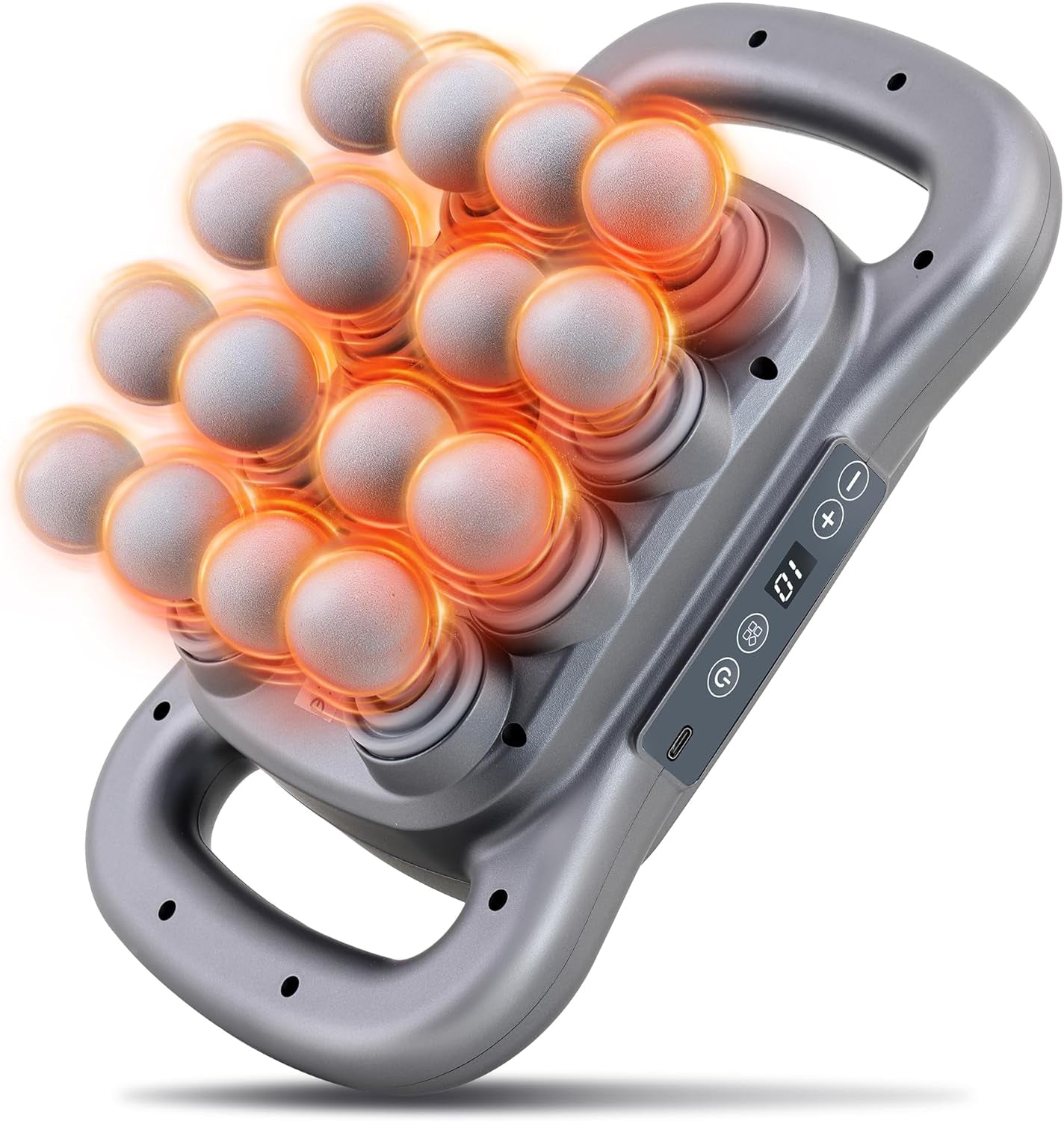 16-Head Massage Gun Set, Deep Tissue Percussion Massager, Electric Massage Tools with 9 Styles & Levels, Dark Grey