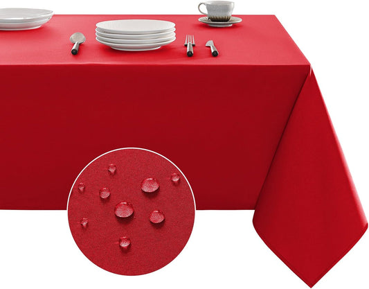 Table Cloth Rectangle Waterproof Spill-Proof Wrinkle-Free Tablecloth Washable, Kitchen Dining Tabletop Decoration, Fabric Table Cover for Indoor and Outdoor Use, 60 X 120 Inch, Red