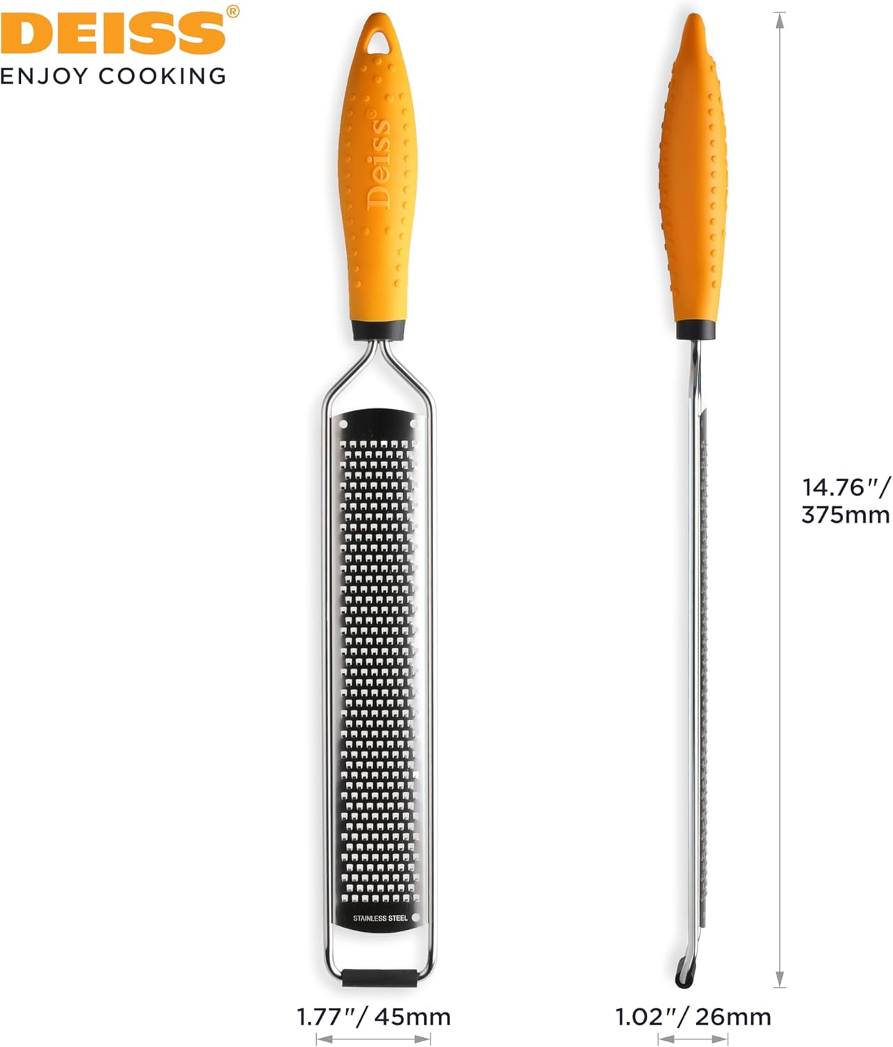 PRO Citrus Lemon Zester & Cheese Grater — Parmesan Cheese, Lemon, Ginger, Garlic, Nutmeg, Chocolate, Vegetables, Fruits - Razor-Sharp Stainless Steel Blade + Protect Cover - Dishwasher Safe