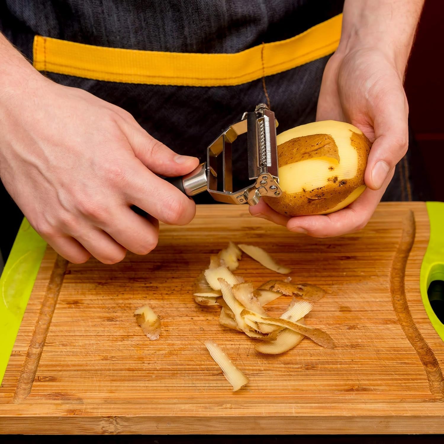 PRO Dual Julienne Peeler & Vegetable Peeler - Non-Slip Handle - Apple Peeler & Potato Peeler, Orange Peeler, Zoodles Maker - Y Peeler, Veggie Peeler for Making Delicious Veggie Noodles