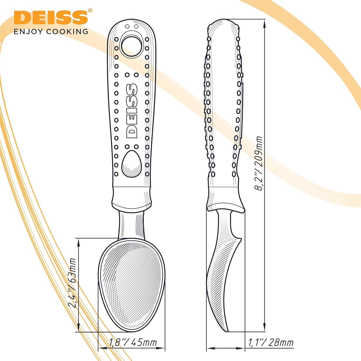 Pro Ice Cream Scoop, Stainless Steel with Soft Rubber Handle, Perfect Ergonomic Design for Easy Grip, Heavy Duty Ice Cream Scooper for Spooning Frozen Hard Gelato and Sorbet, Cookie Dough